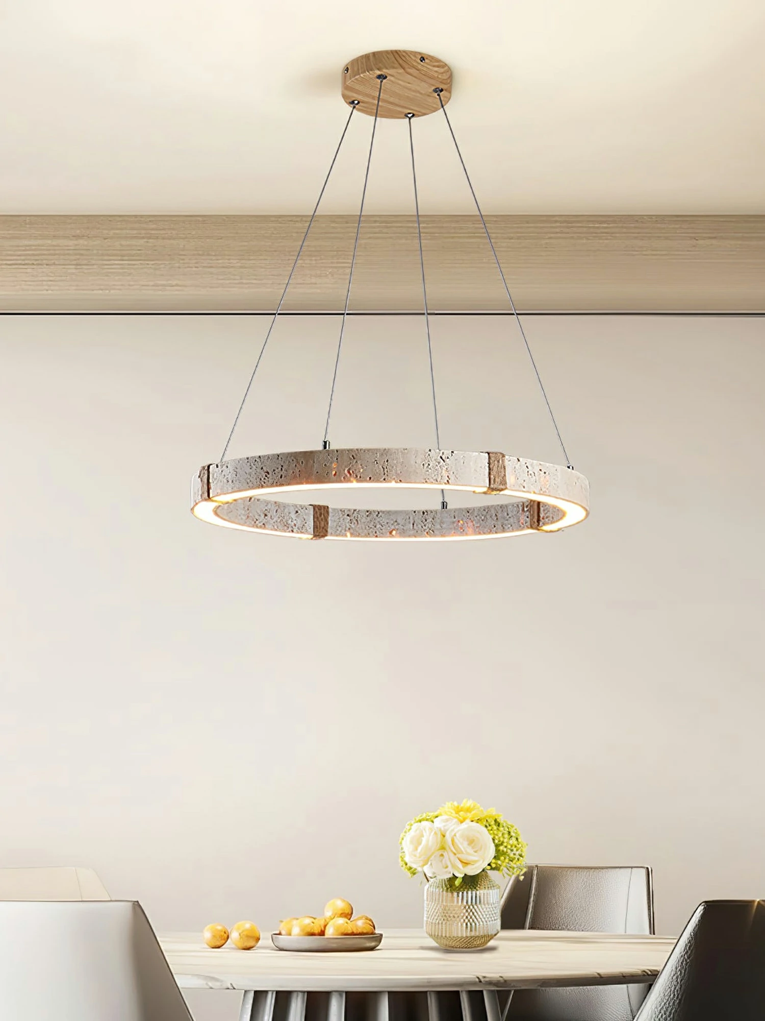 Circle Travertine Pendant Lamp - Image 5