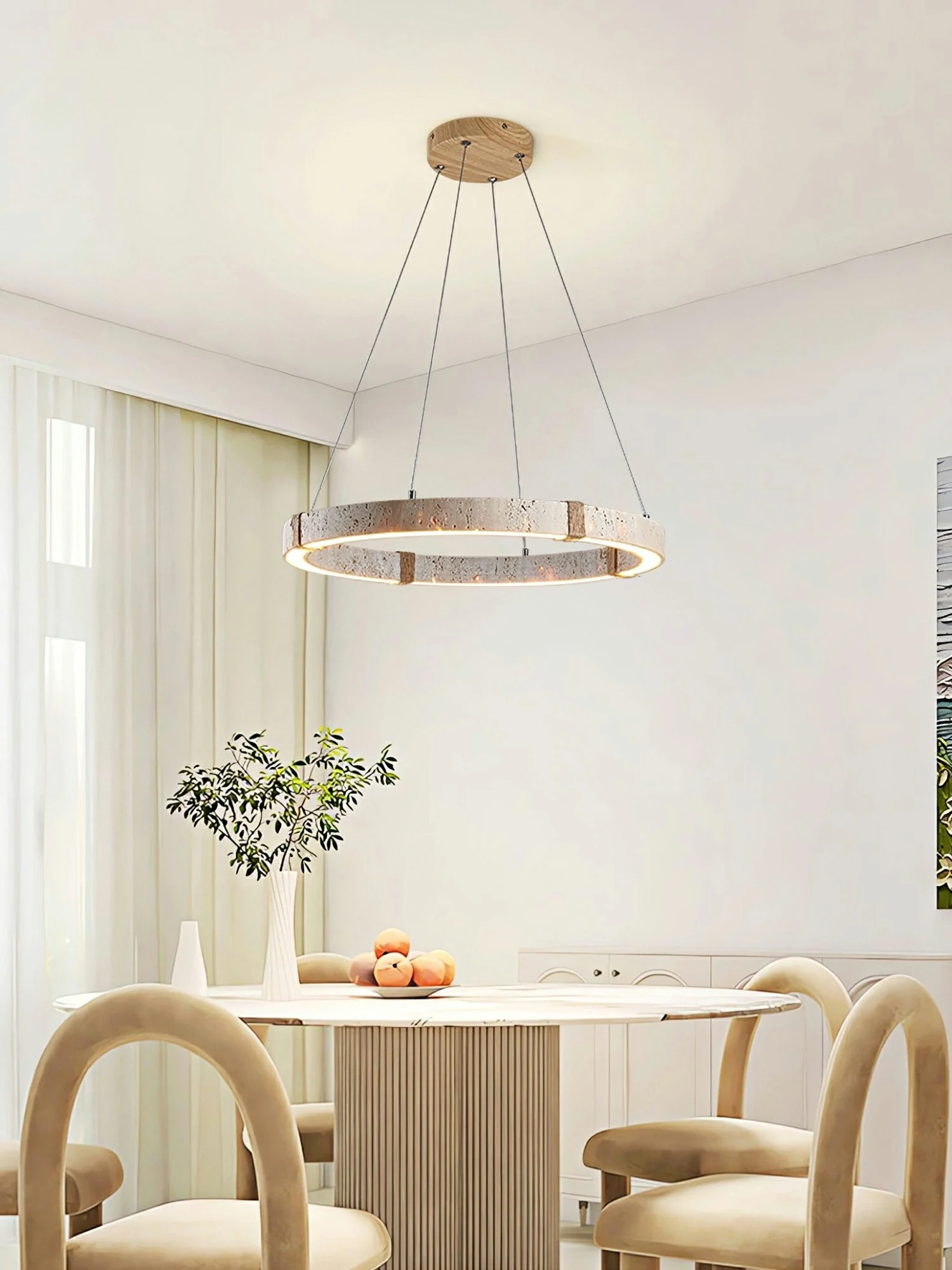 Circle Travertine Pendant Lamp - Image 4