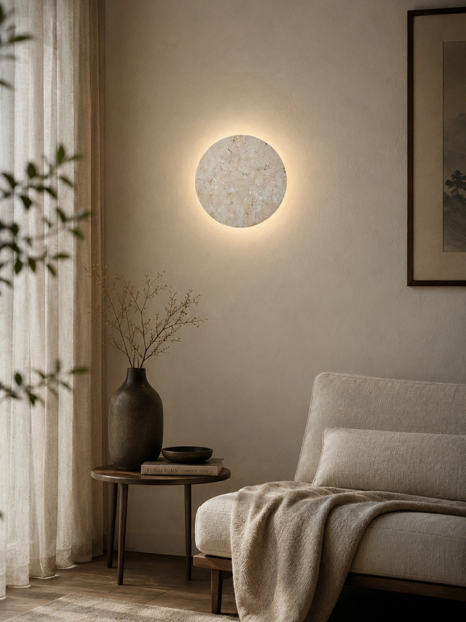 Circle Travertine Wall Lamp - Image 2