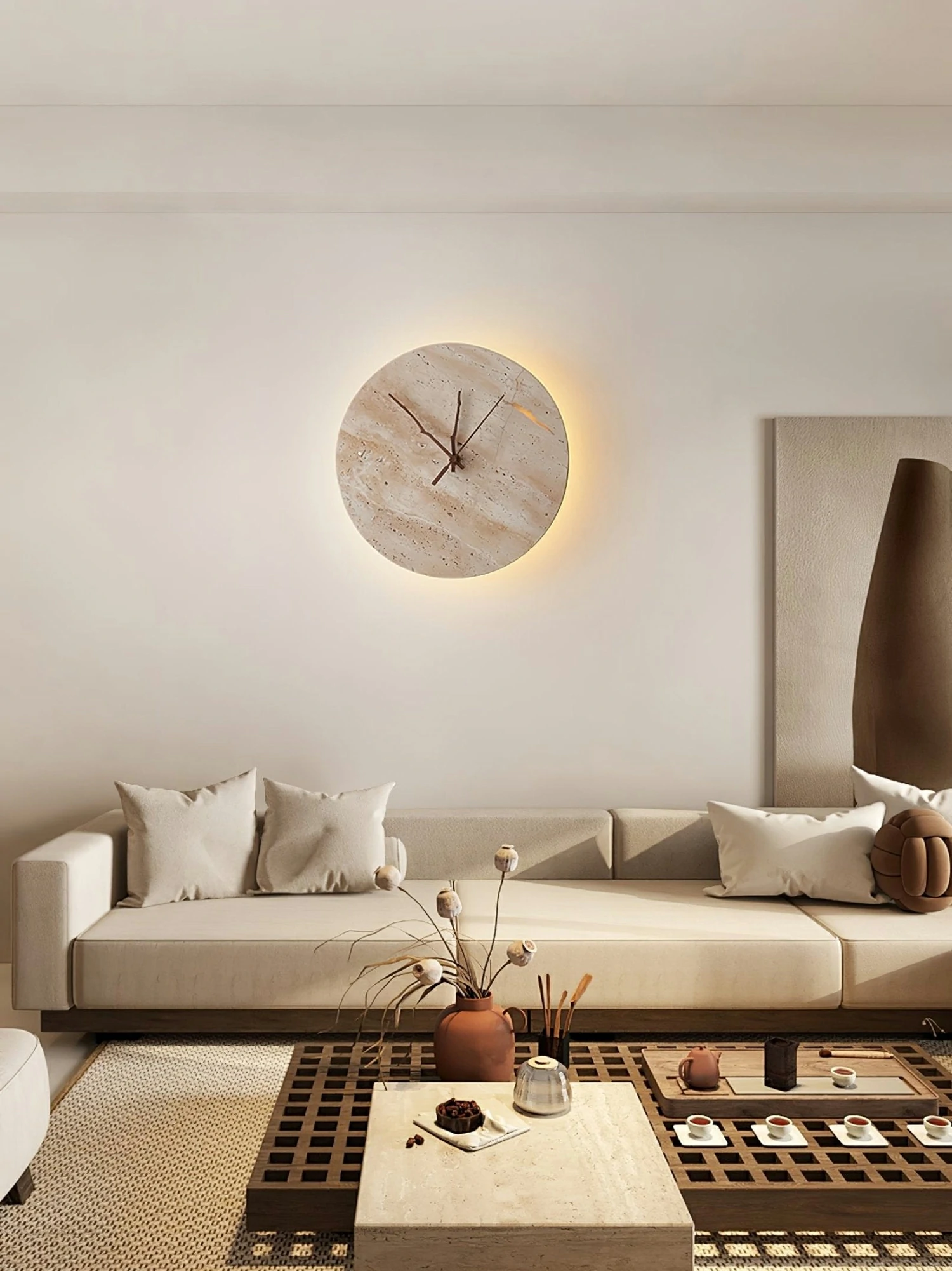 Clock Travertine Wall Lamp - Image 4