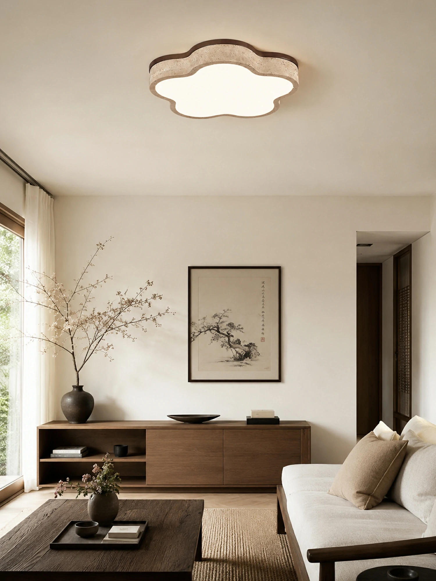 Cloudline Travertine Ceiling Lamp - Image 6