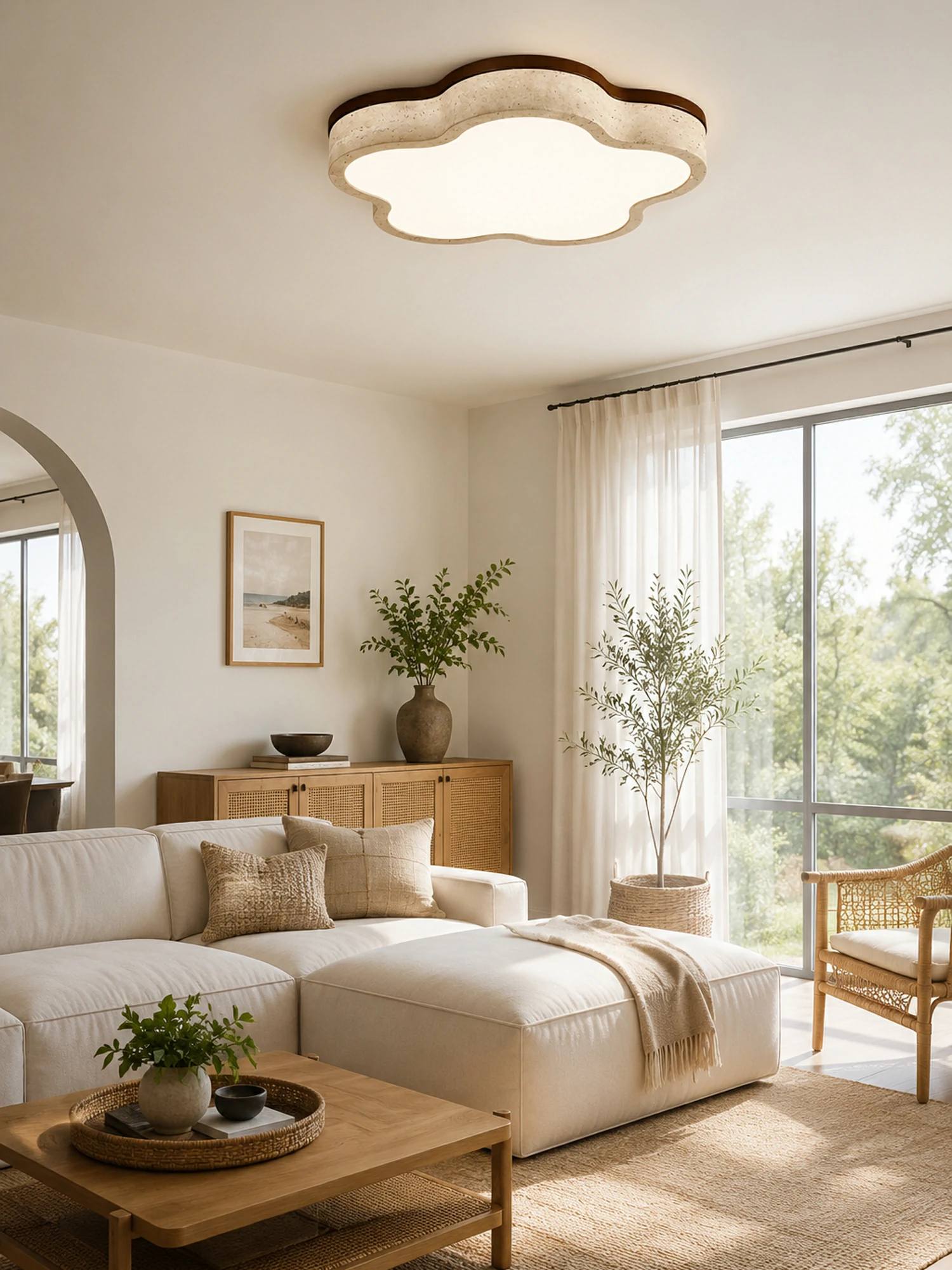 Cloudline Travertine Ceiling Lamp - Image 2