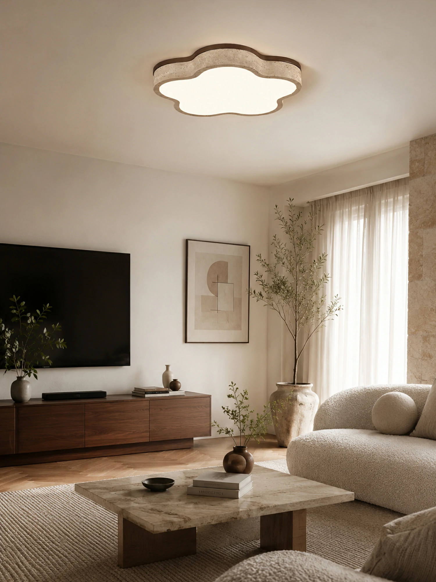 Cloudline Travertine Ceiling Lamp - Image 5