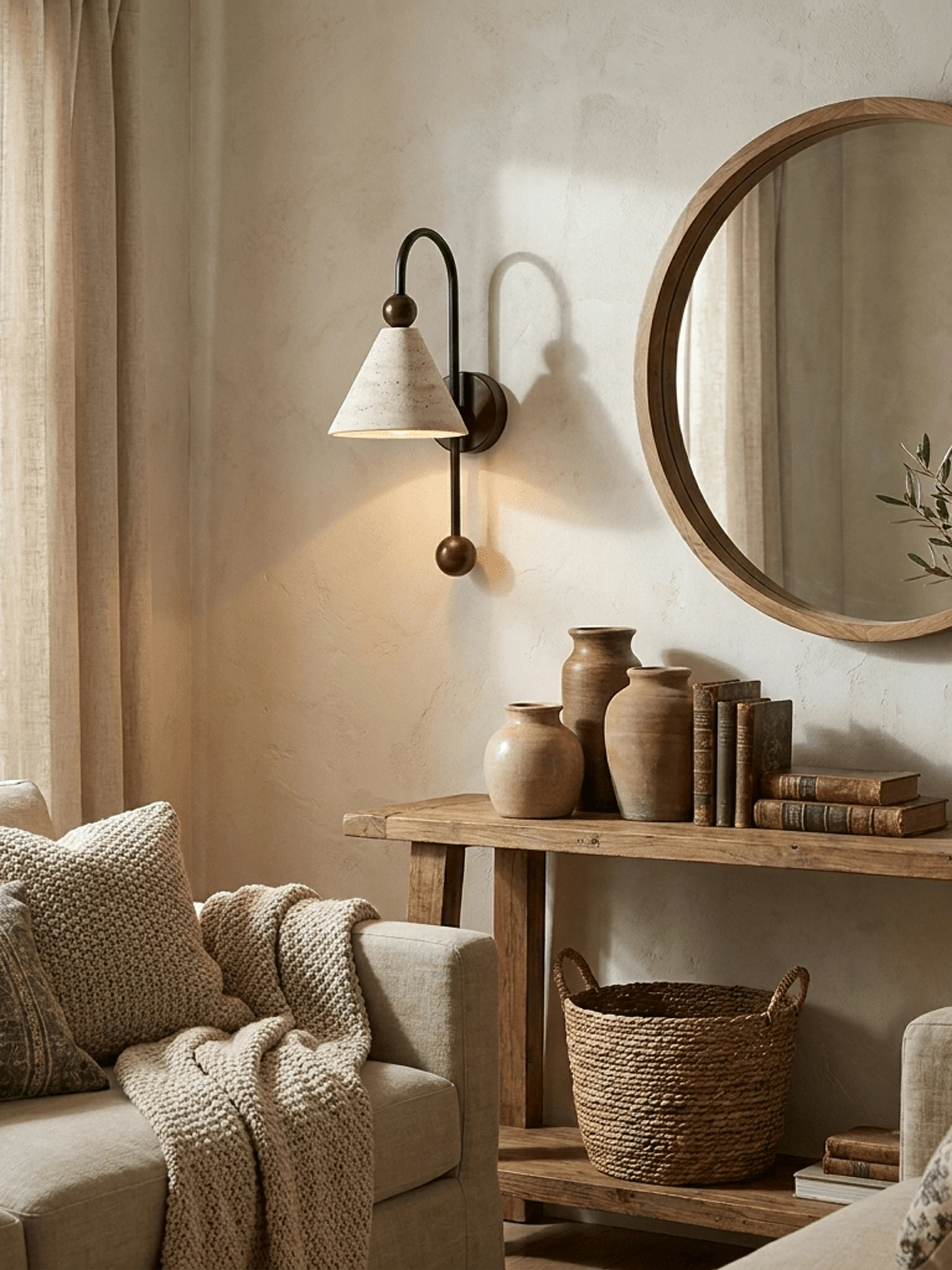 Cone Travertine Arc Sconce - Image 4