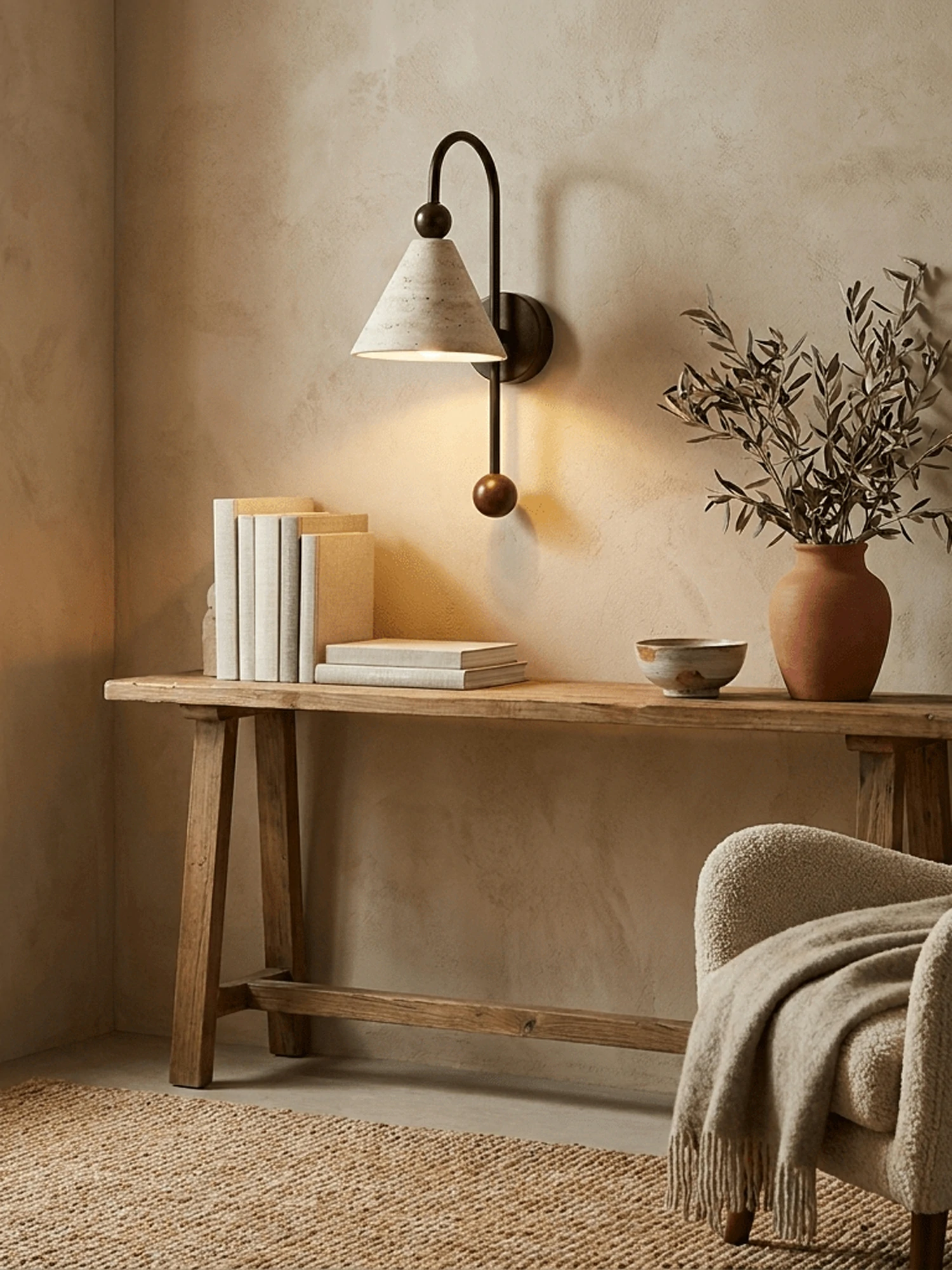 Cone Travertine Arc Sconce - Image 7