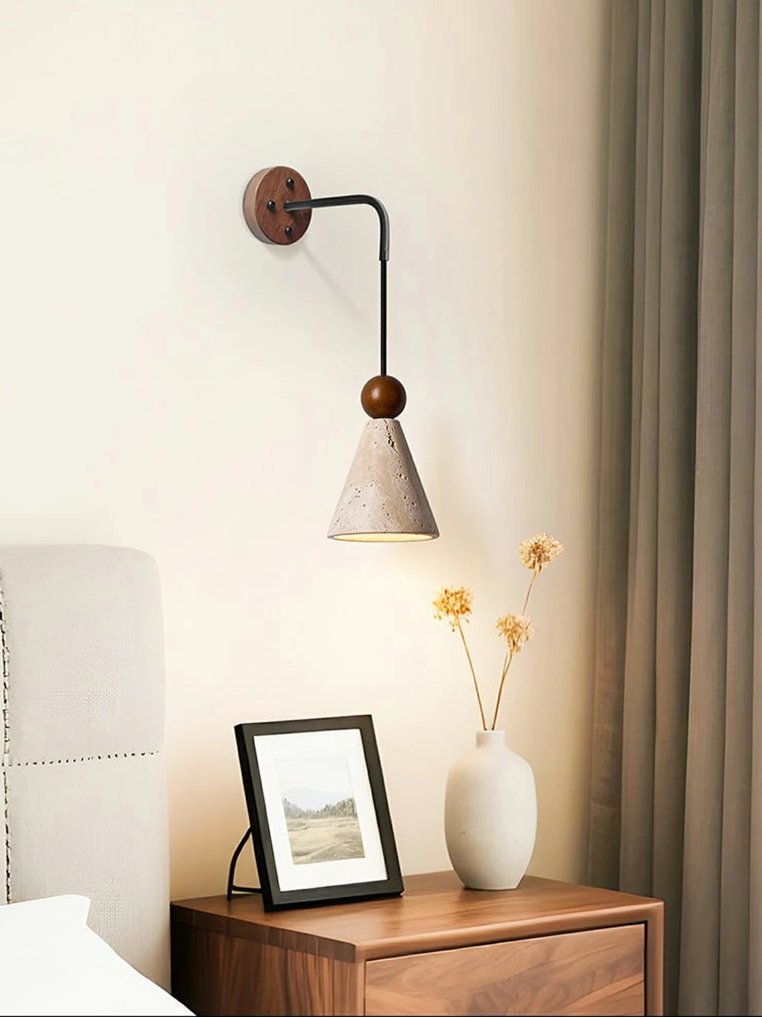 Cone Wood Bead Wall Sconce - Image 3