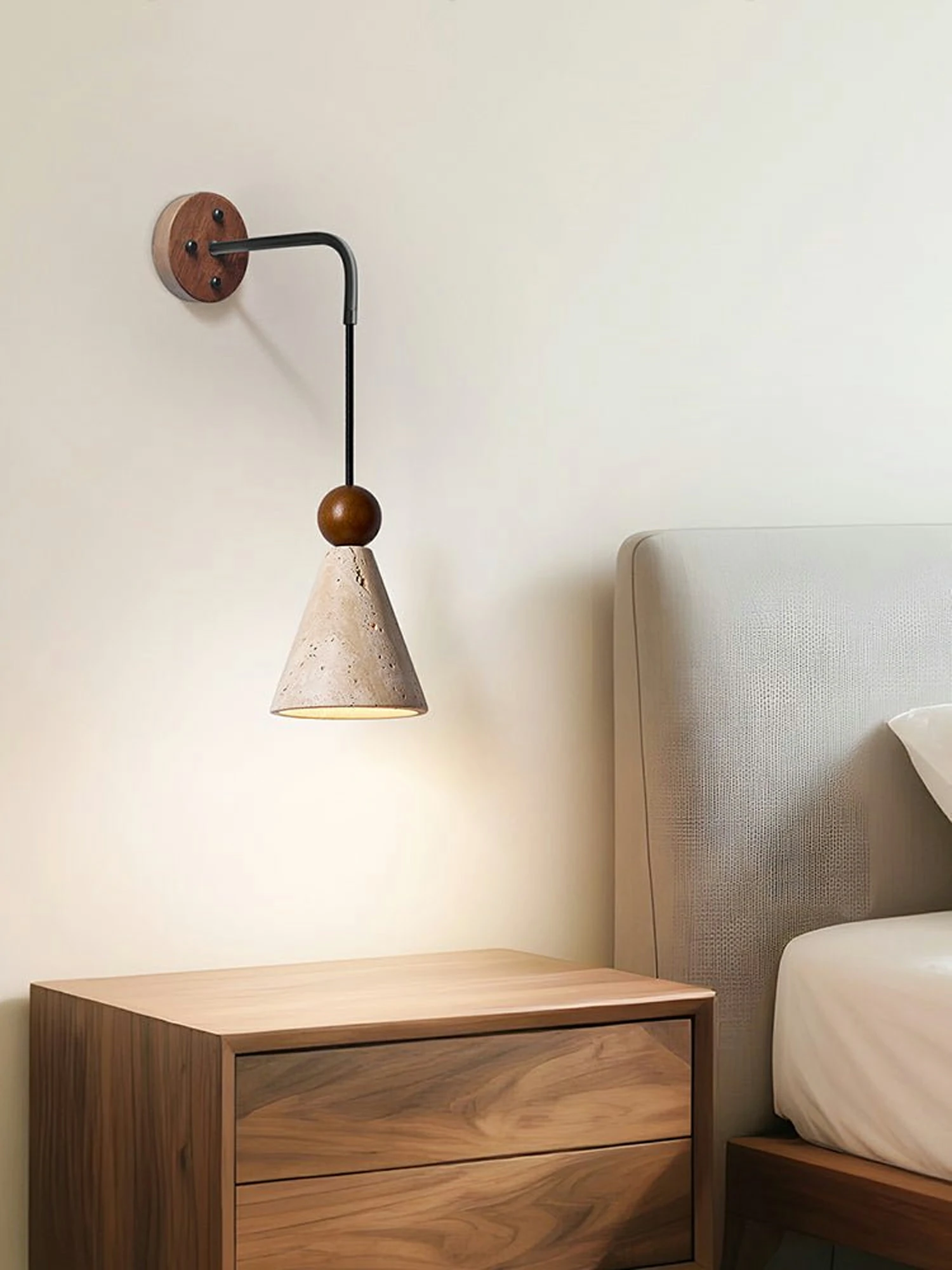 Cone Wood Bead Wall Sconce - Image 4