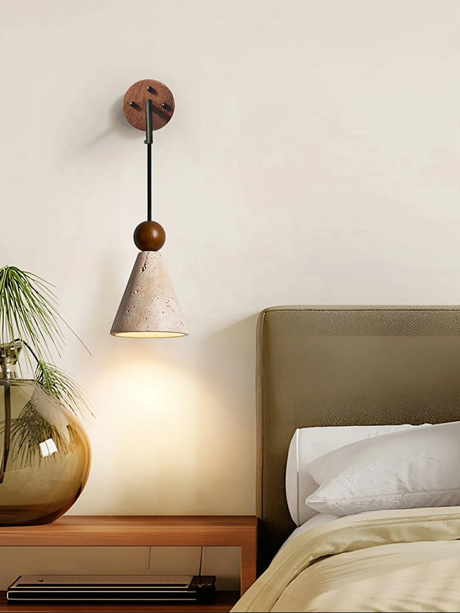 Cone Wood Bead Wall Sconce - Image 5