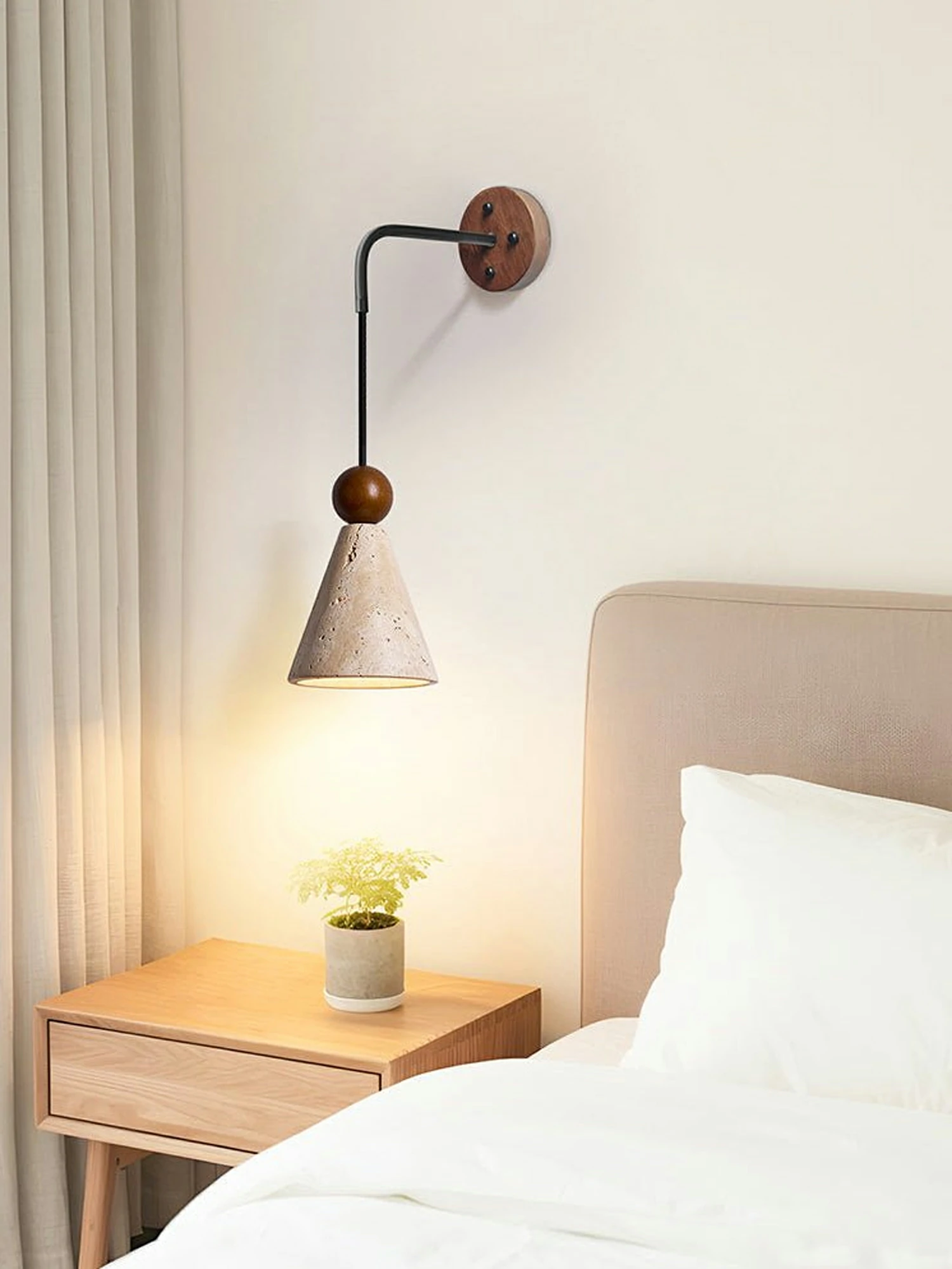 Cone Wood Bead Wall Sconce - Image 7