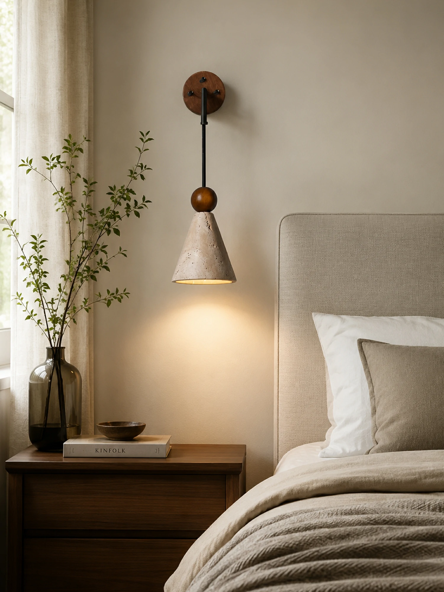 Cone Wood Bead Wall Sconce - Image 8