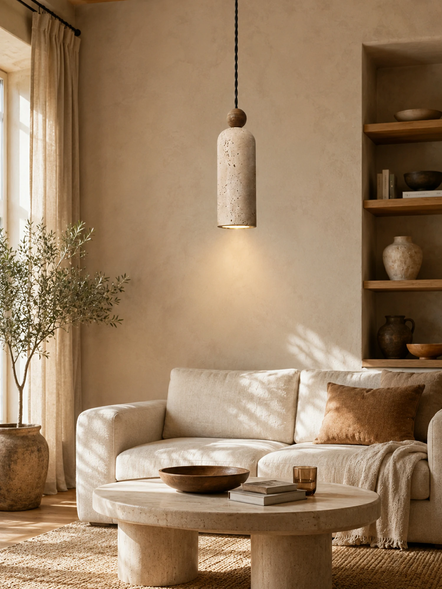 Cylinder Wood Bead Pendant Light - Image 6