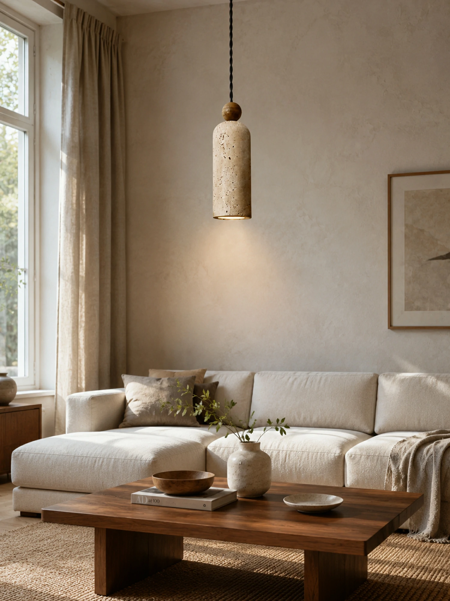 Cylinder Wood Bead Pendant Light - Image 4