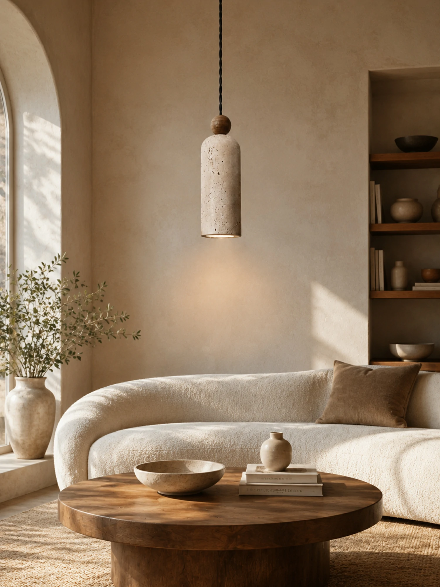 Cylinder Wood Bead Pendant Light - Image 2