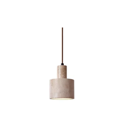 Cylindrical Travertine Pendant Lamp