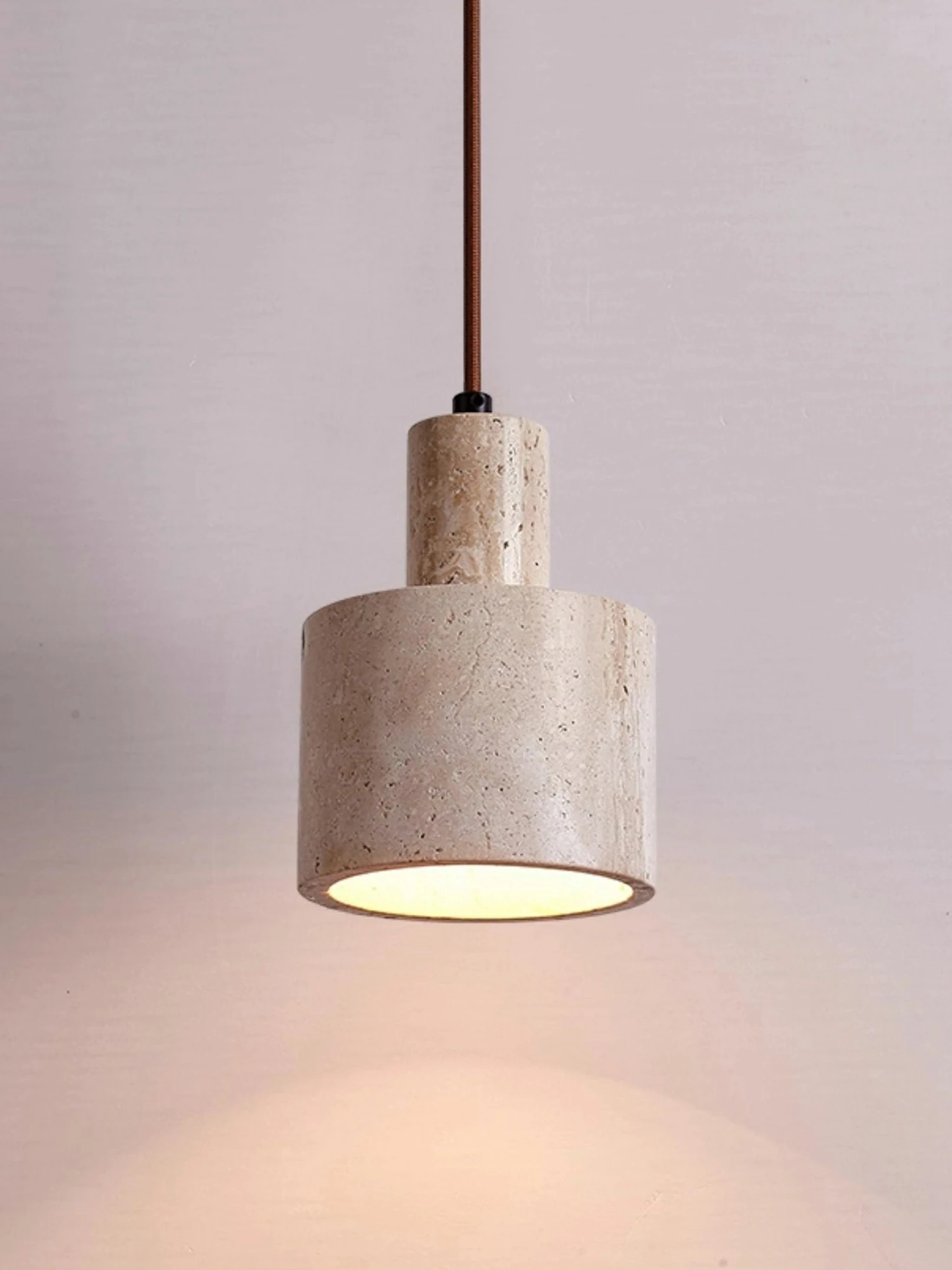 Cylindrical Travertine Pendant Lamp - Image 9