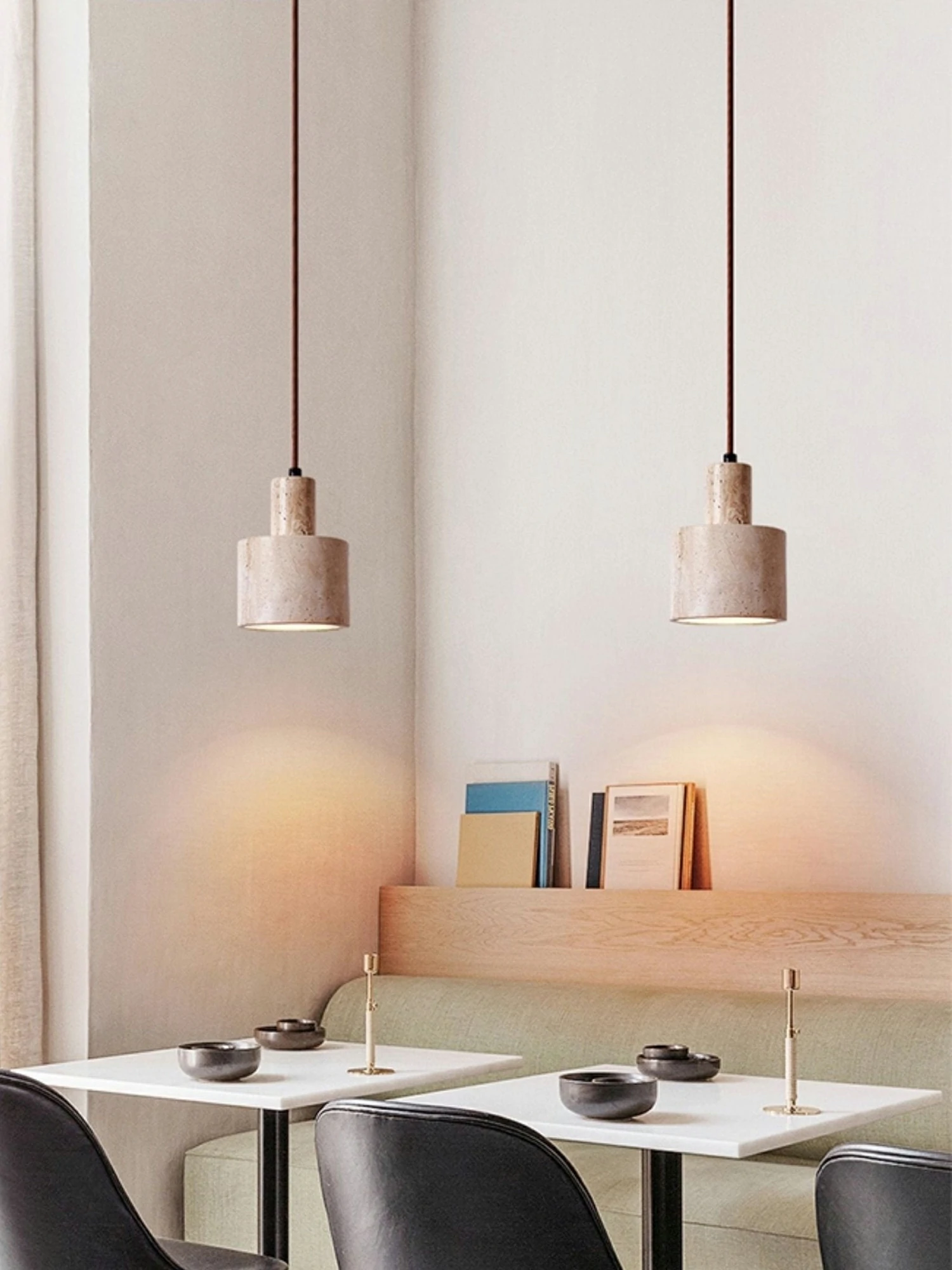 Cylindrical Travertine Pendant Lamp - Image 4
