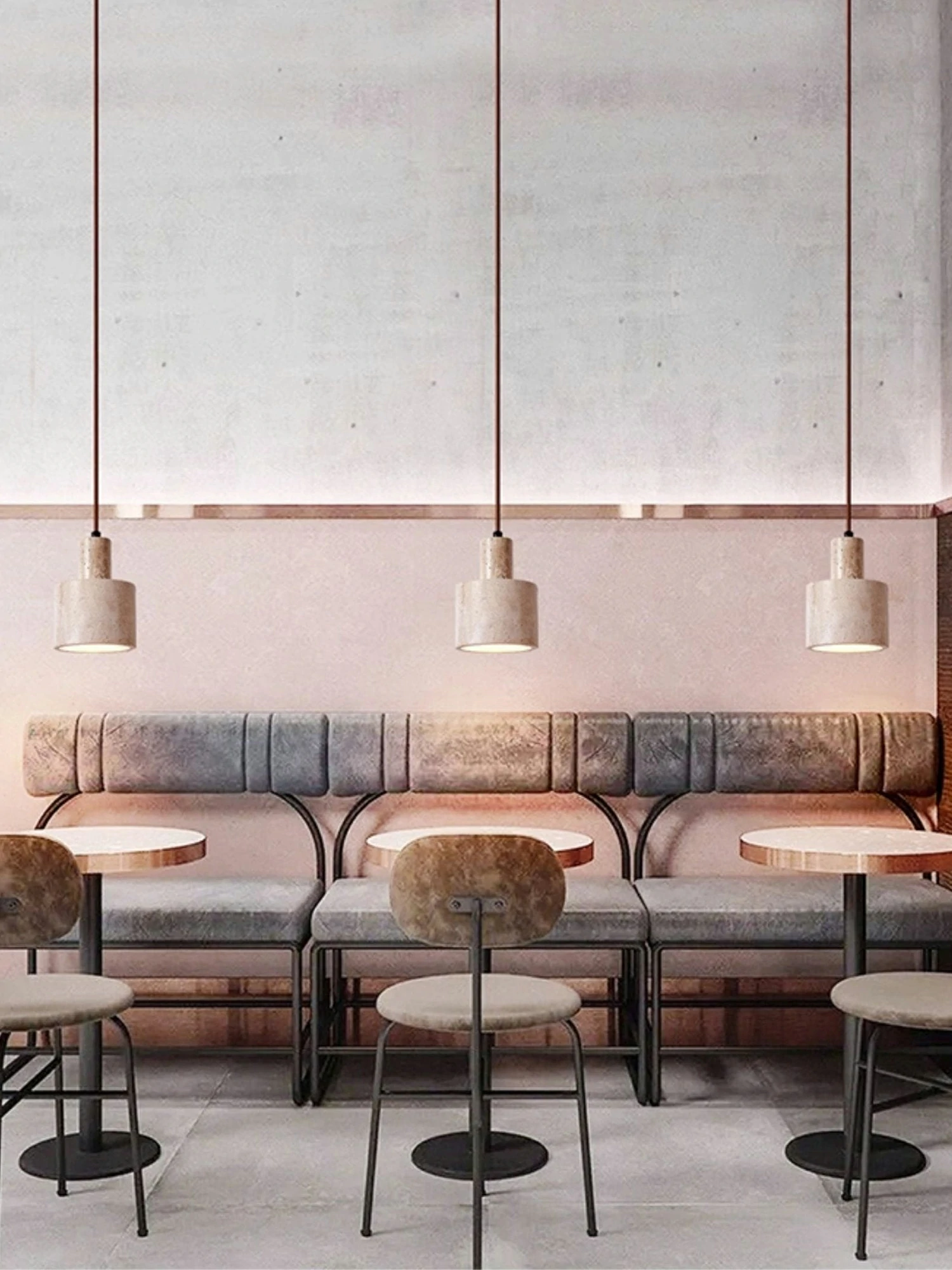 Cylindrical Travertine Pendant Lamp - Image 6