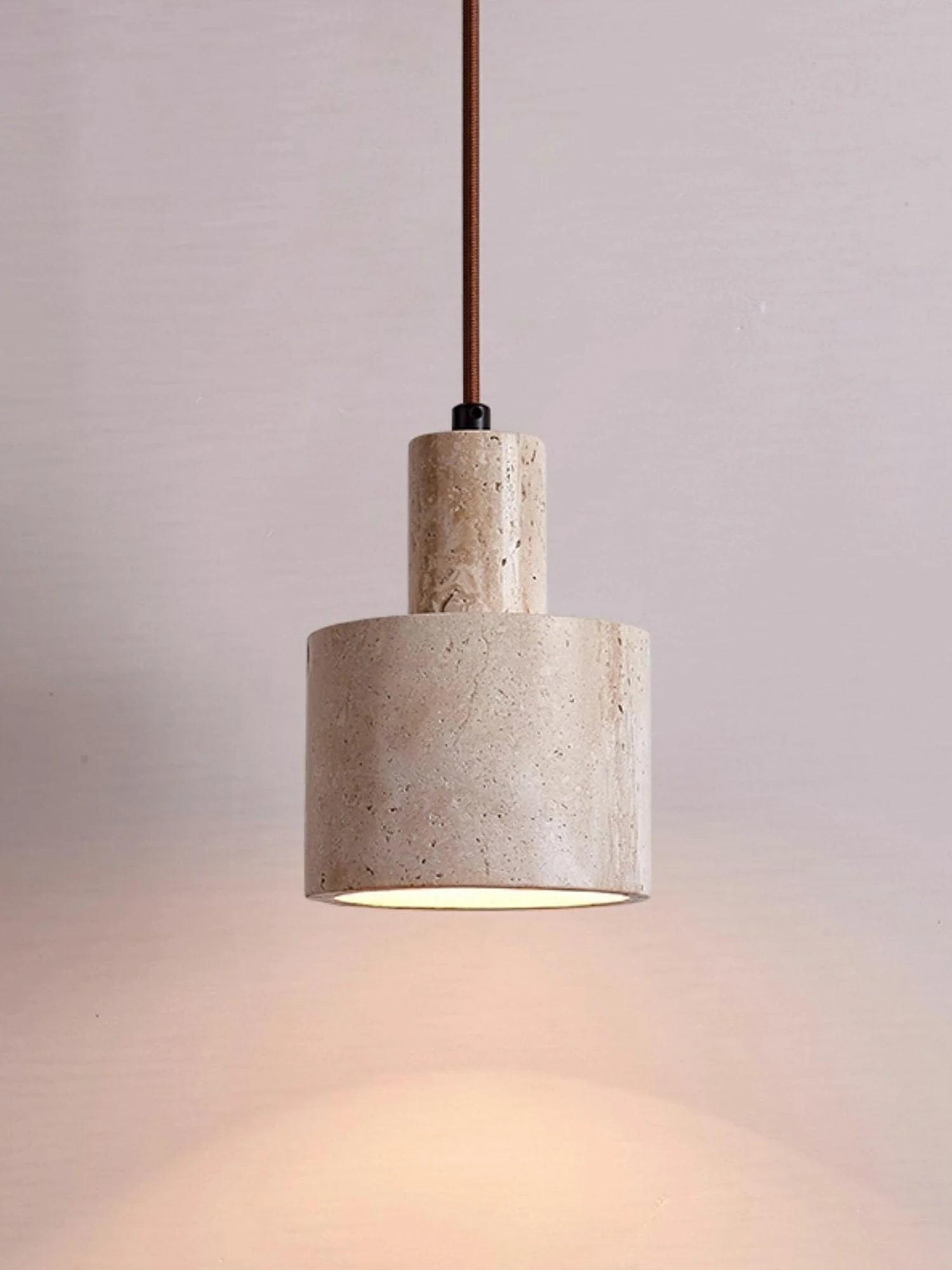 Cylindrical Travertine Pendant Lamp - Image 8