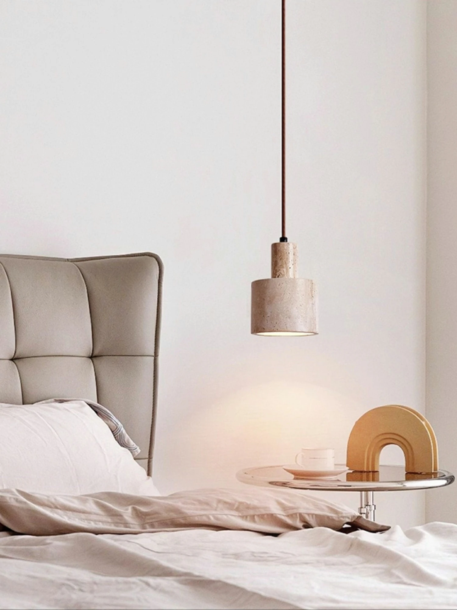 Cylindrical Travertine Pendant Lamp - Image 3