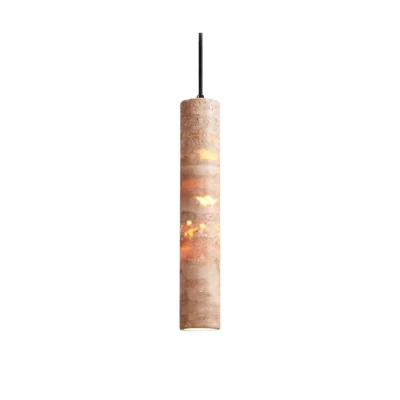 Cylindrical Travertine Pendant Light