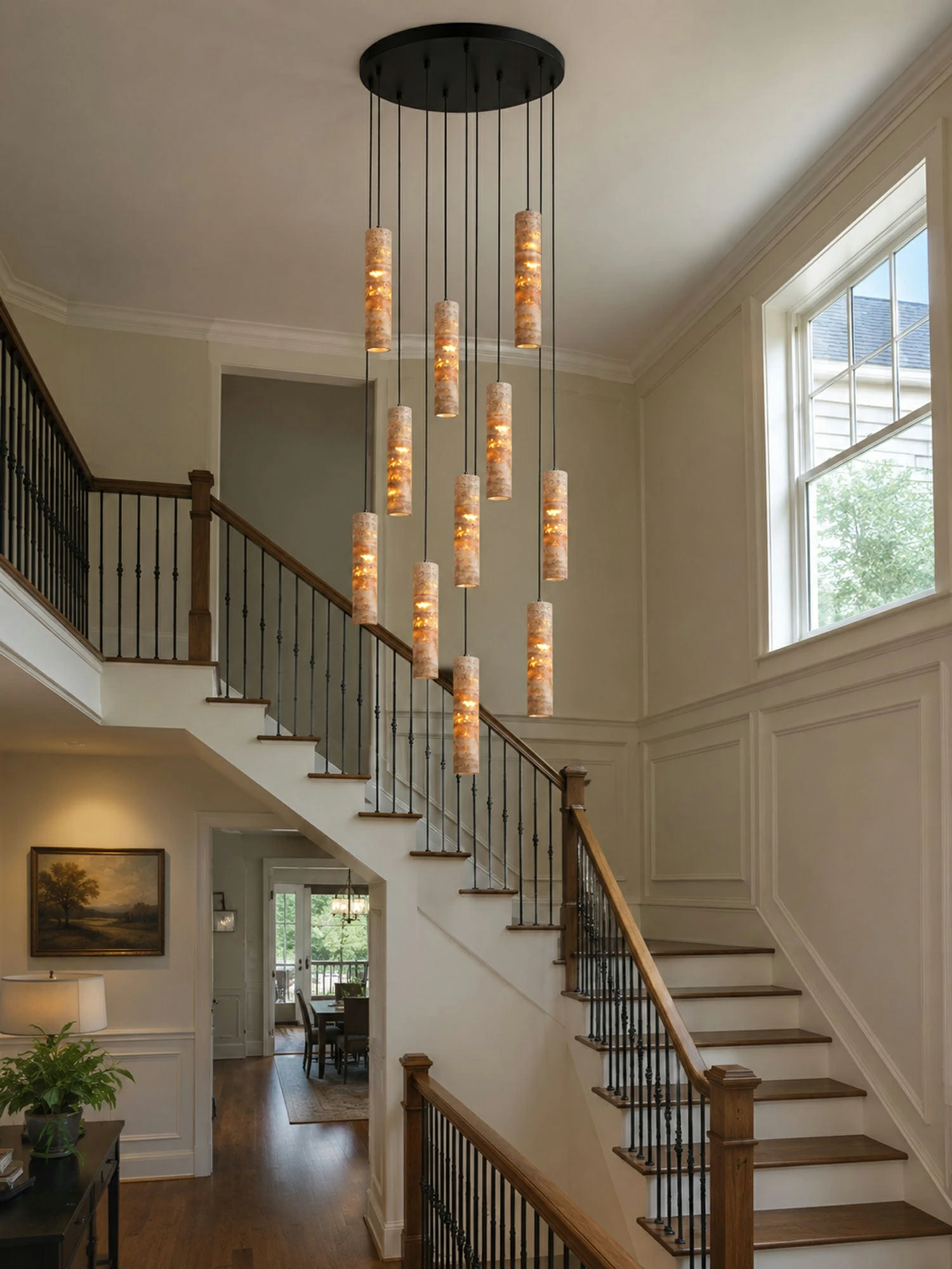 Cylindrical Travertine Pendant Light - Image 4