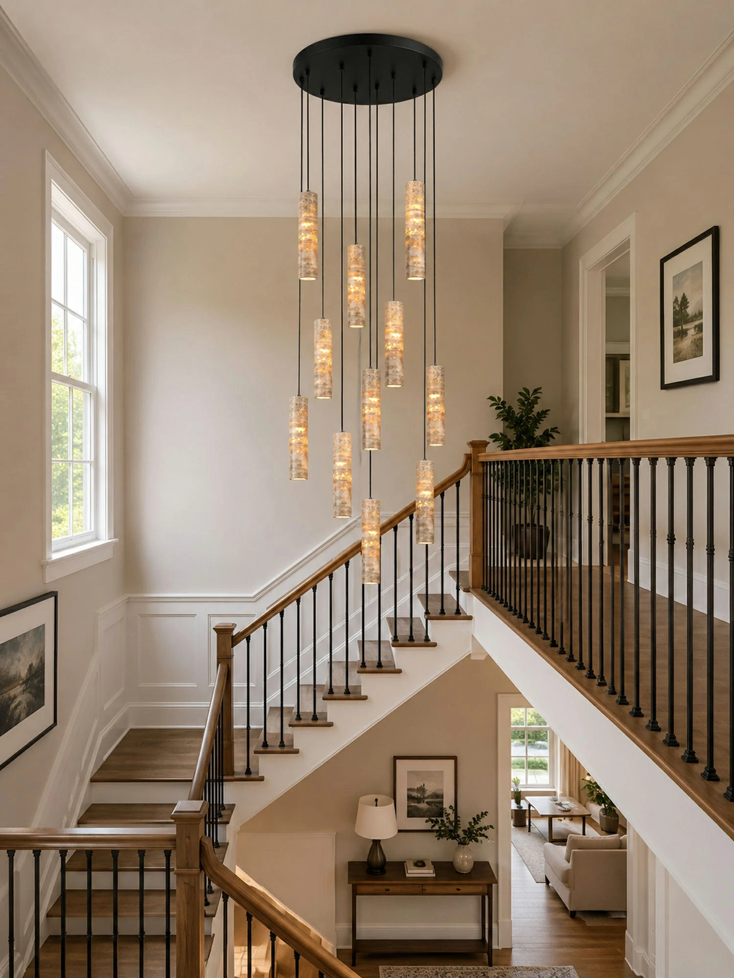 Cylindrical Travertine Pendant Light - Image 7