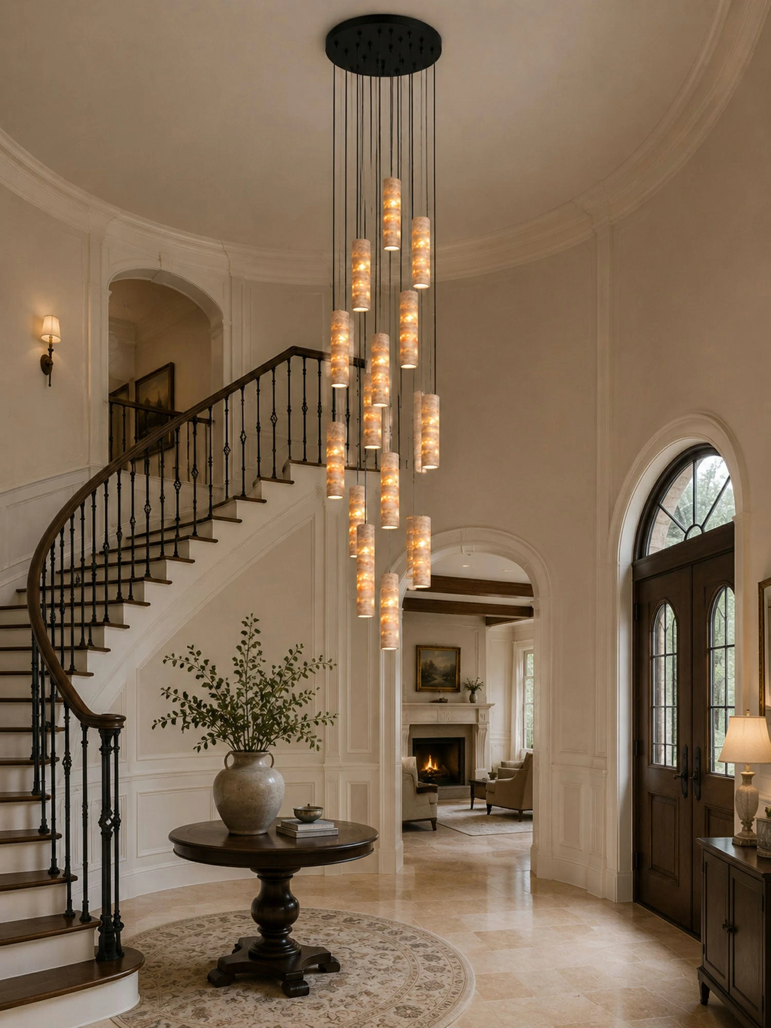 Cylindrical Travertine Pendant Light - Image 8