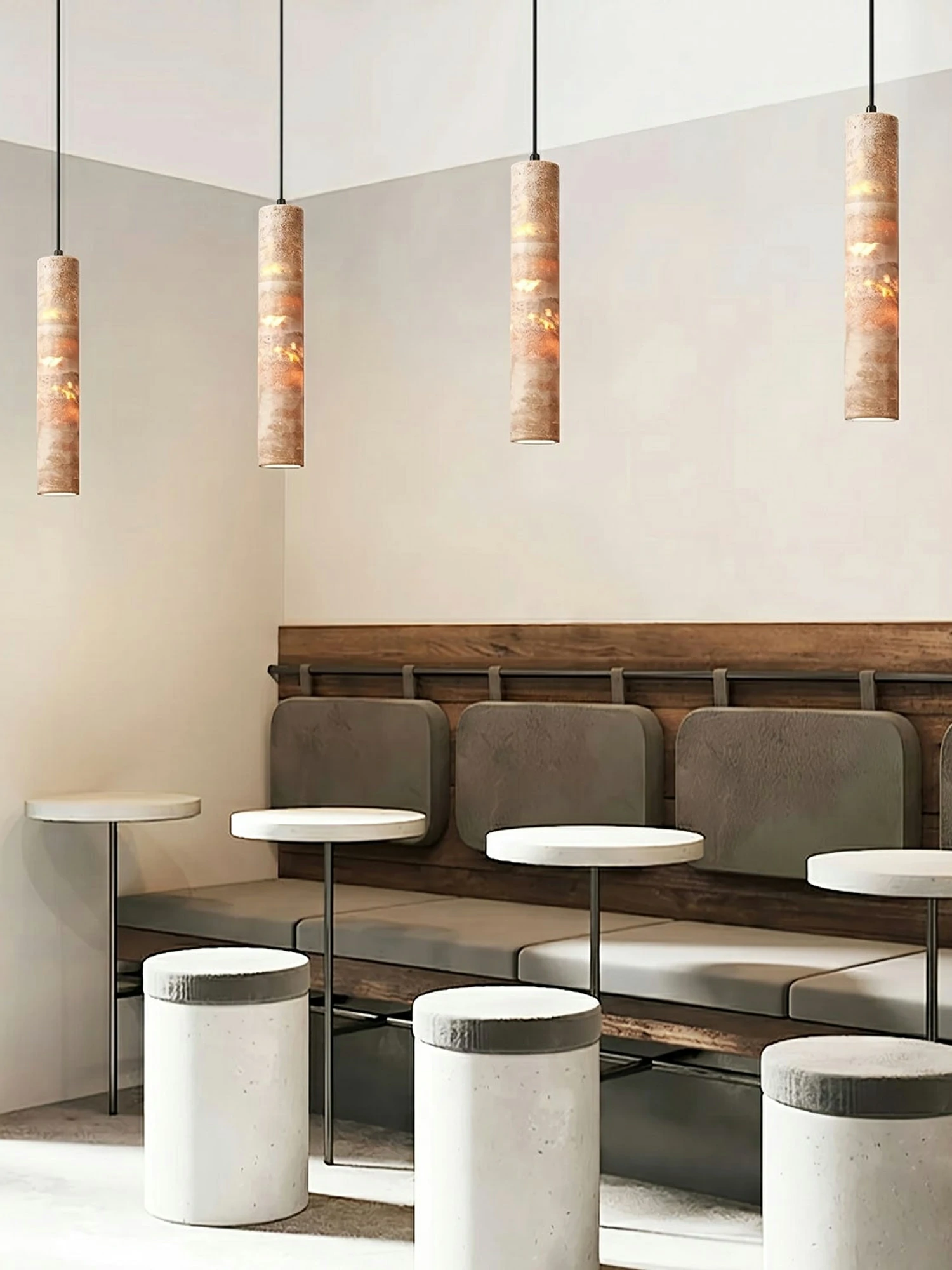 Cylindrical Travertine Pendant Light - Image 13