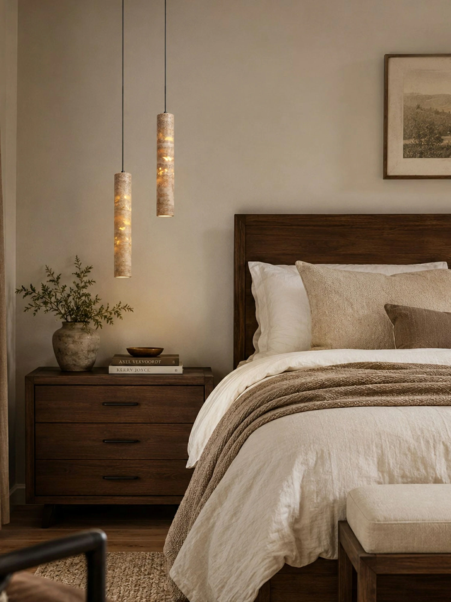 Cylindrical Travertine Pendant Light - Image 10
