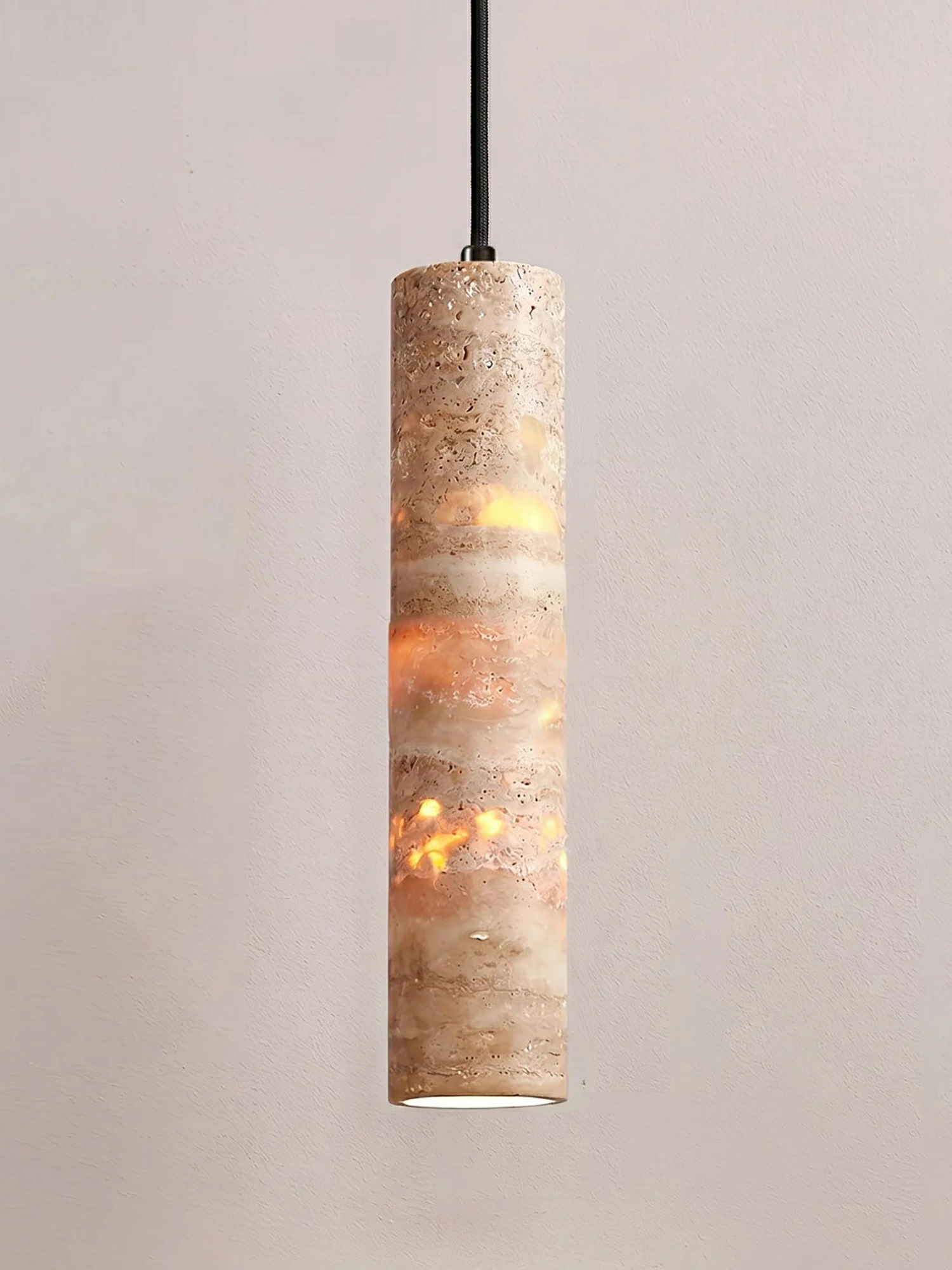 Cylindrical Travertine Pendant Light - Image 14