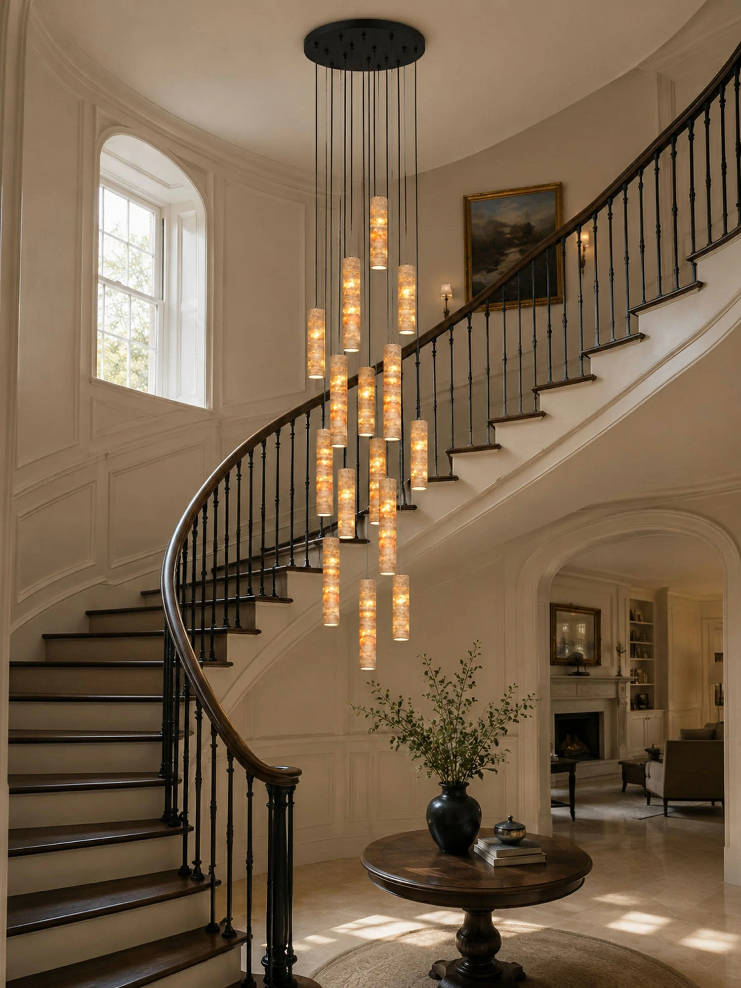 Cylindrical Travertine Pendant Light - Image 5