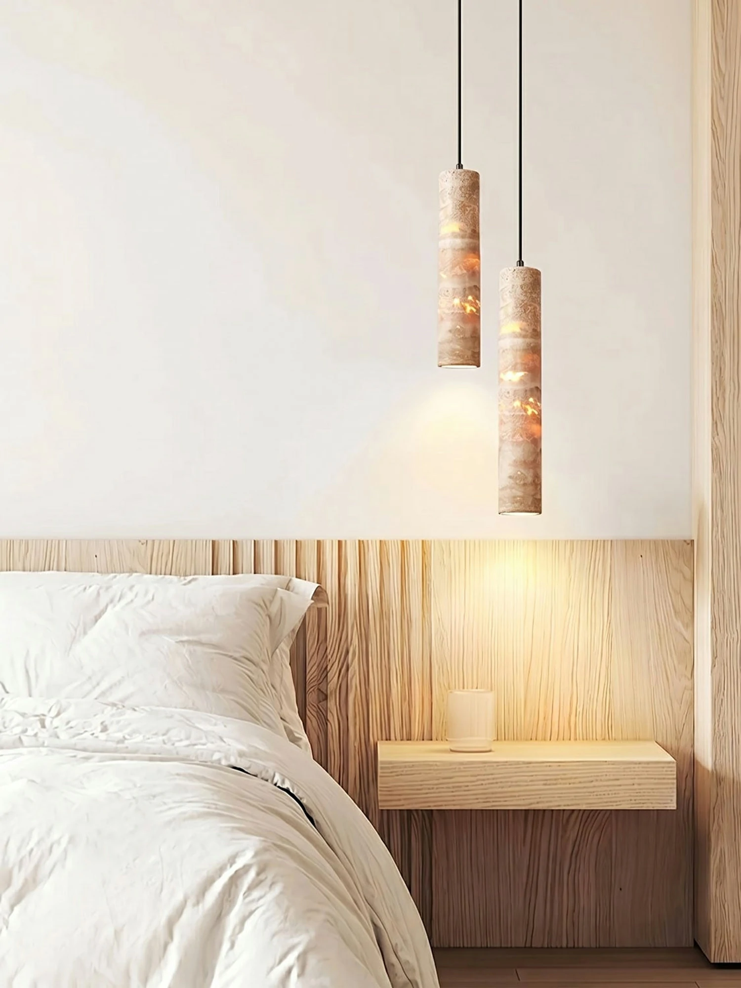Cylindrical Travertine Pendant Light - Image 12