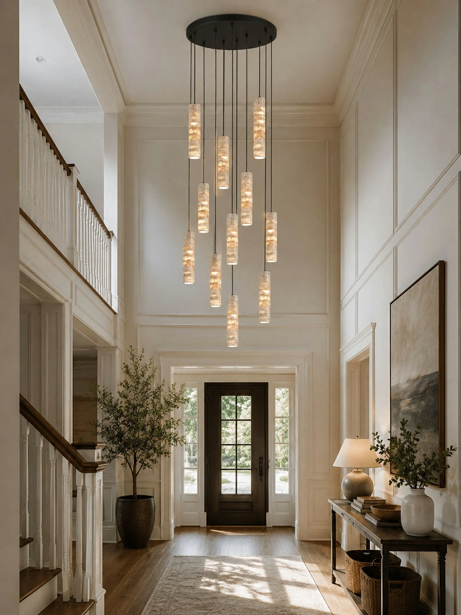 Cylindrical Travertine Pendant Light - Image 6