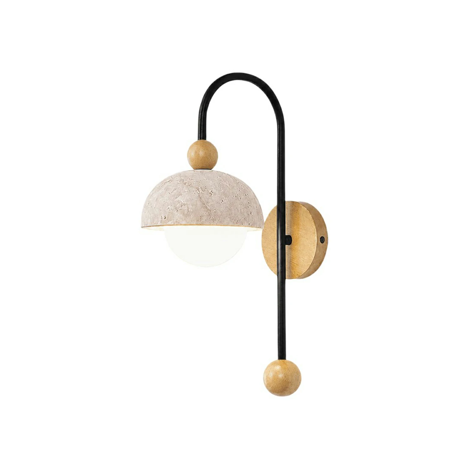 Dome Globe Travertine Arc Sconce
