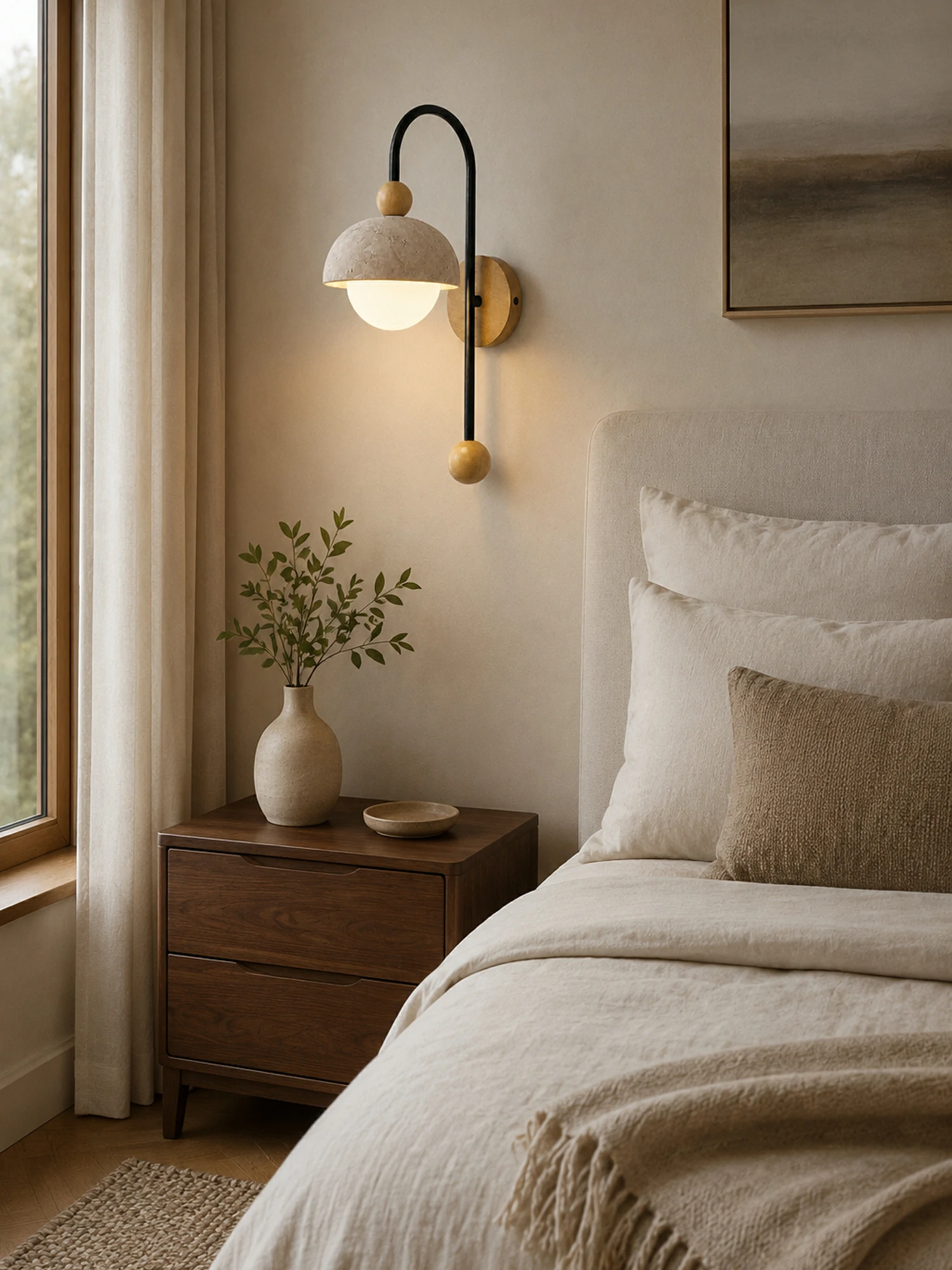 Dome Globe Travertine Arc Sconce - Image 7
