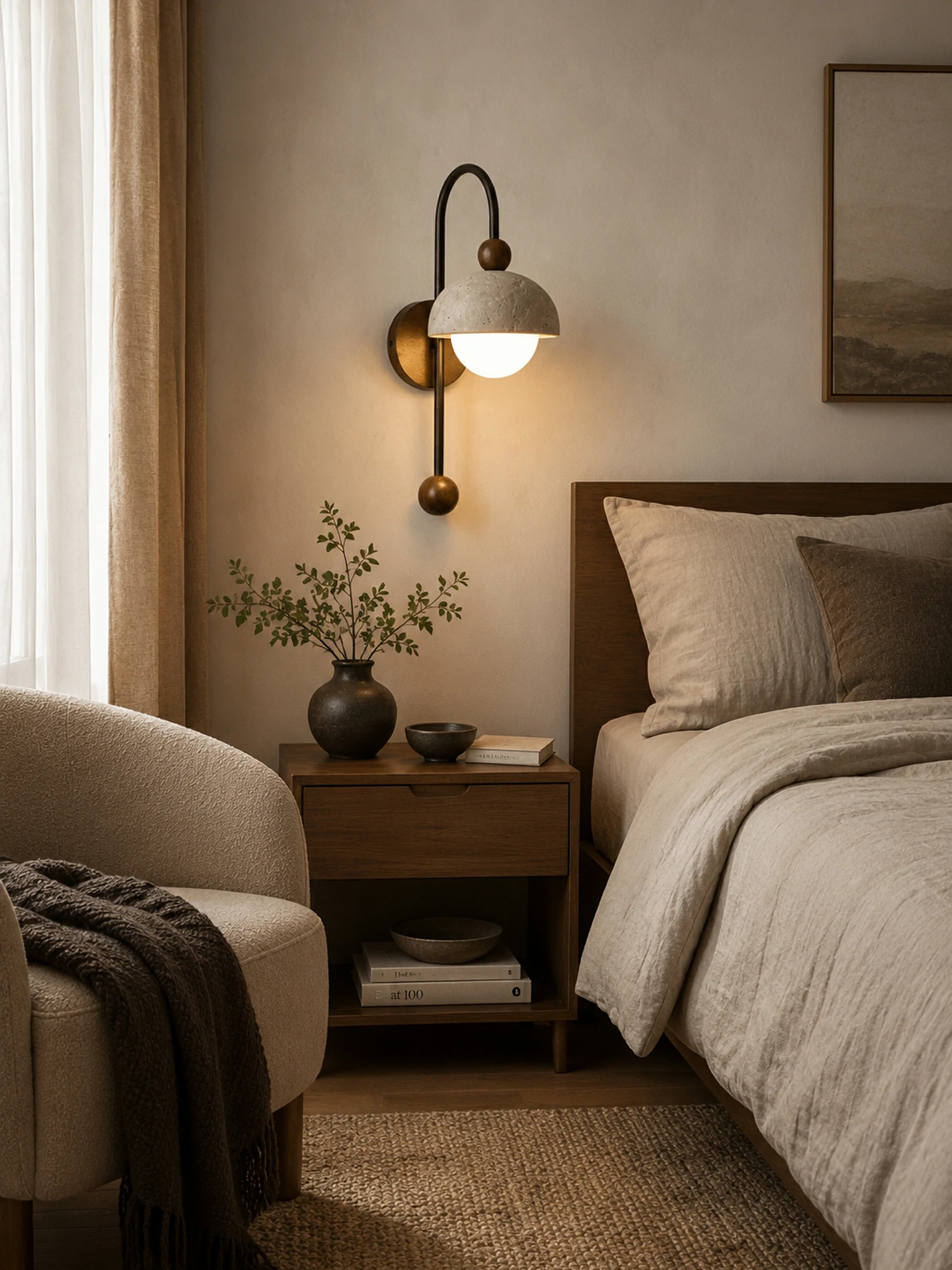 Dome Globe Travertine Arc Sconce - Image 8
