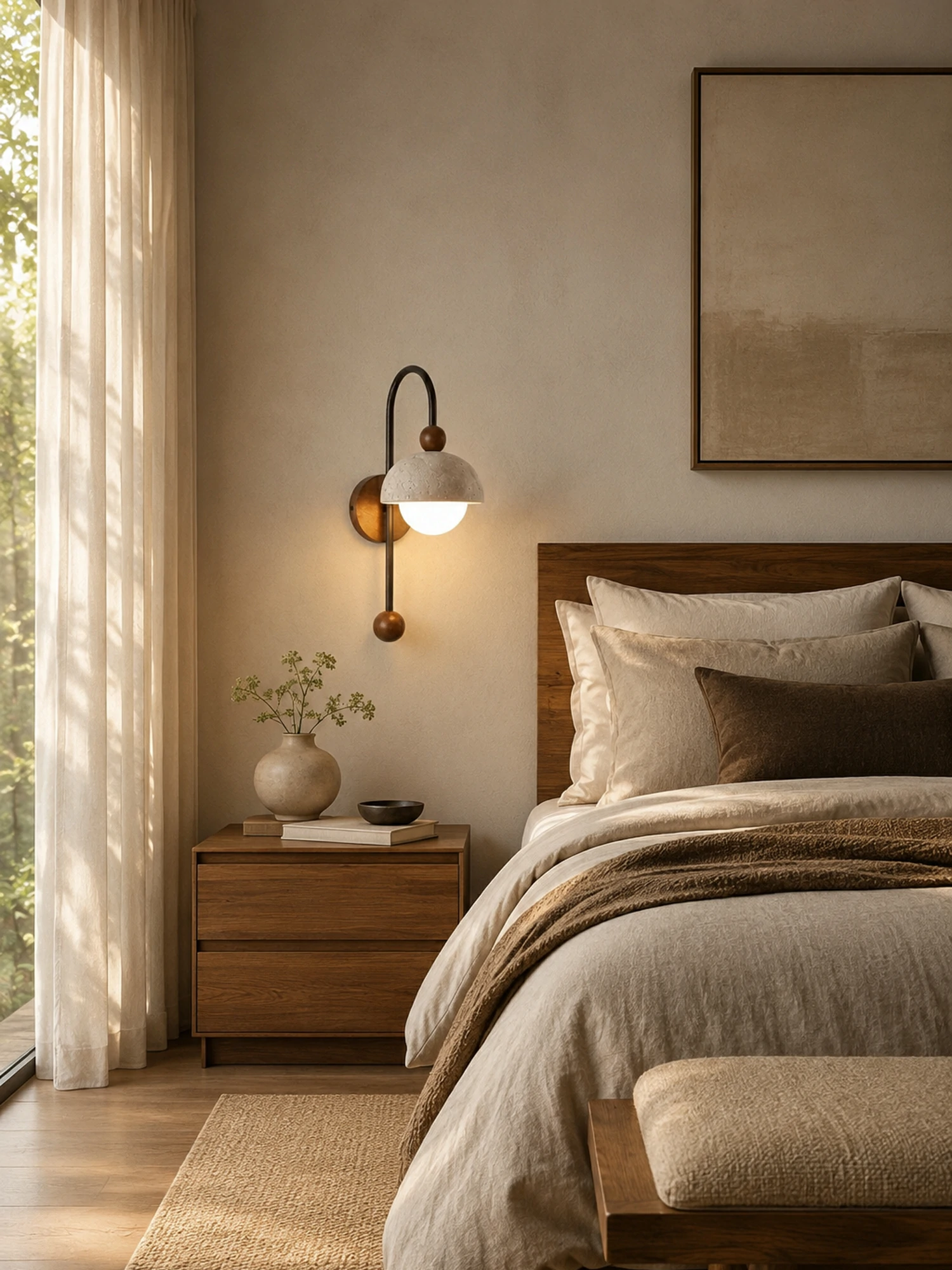 Dome Globe Travertine Arc Sconce - Image 9
