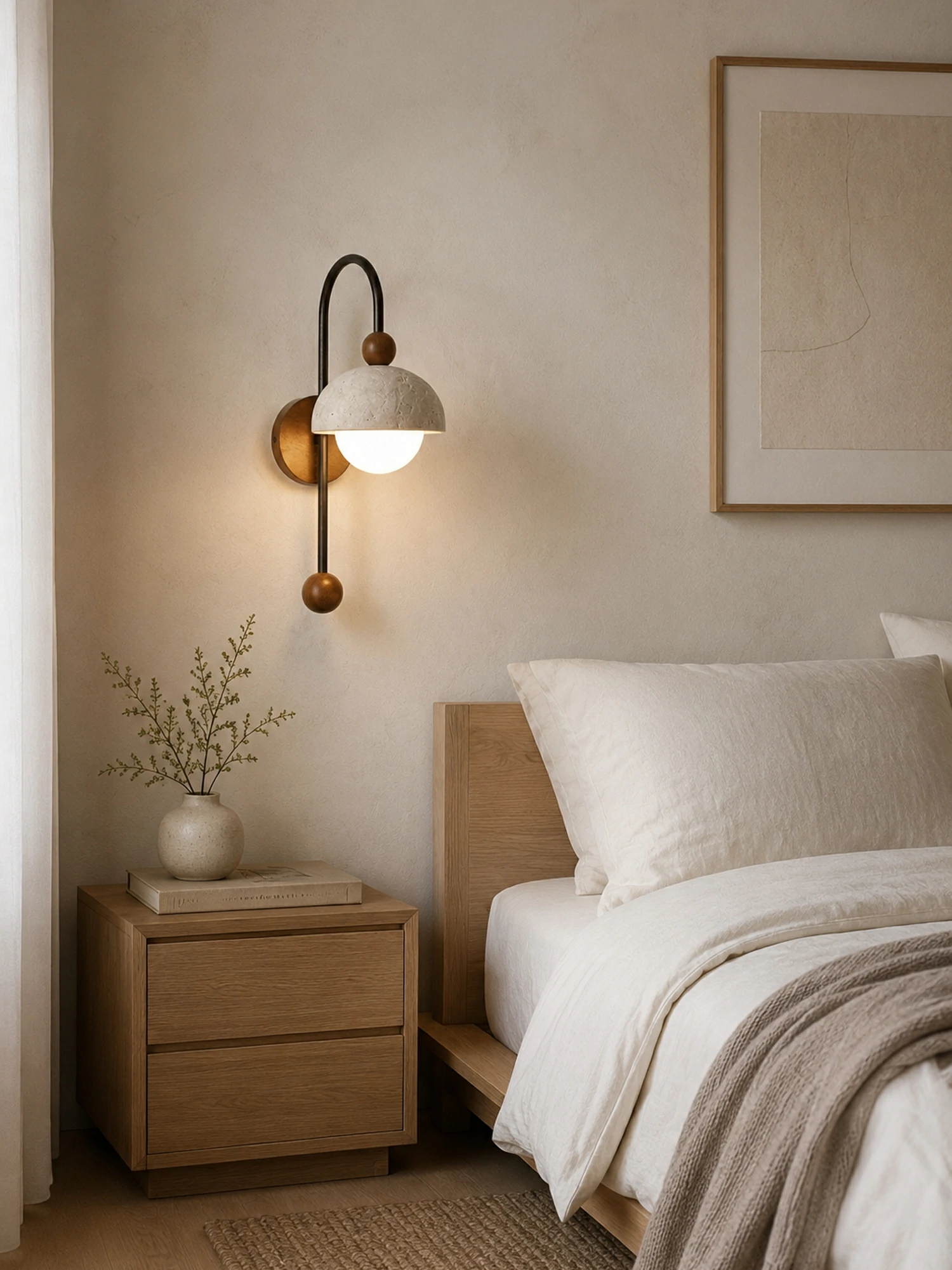 Dome Globe Travertine Arc Sconce - Image 5