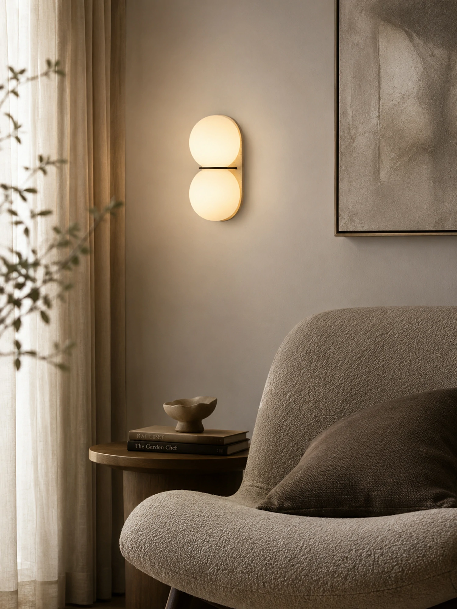 Double Globe Travertine Wall Sconce - Image 4