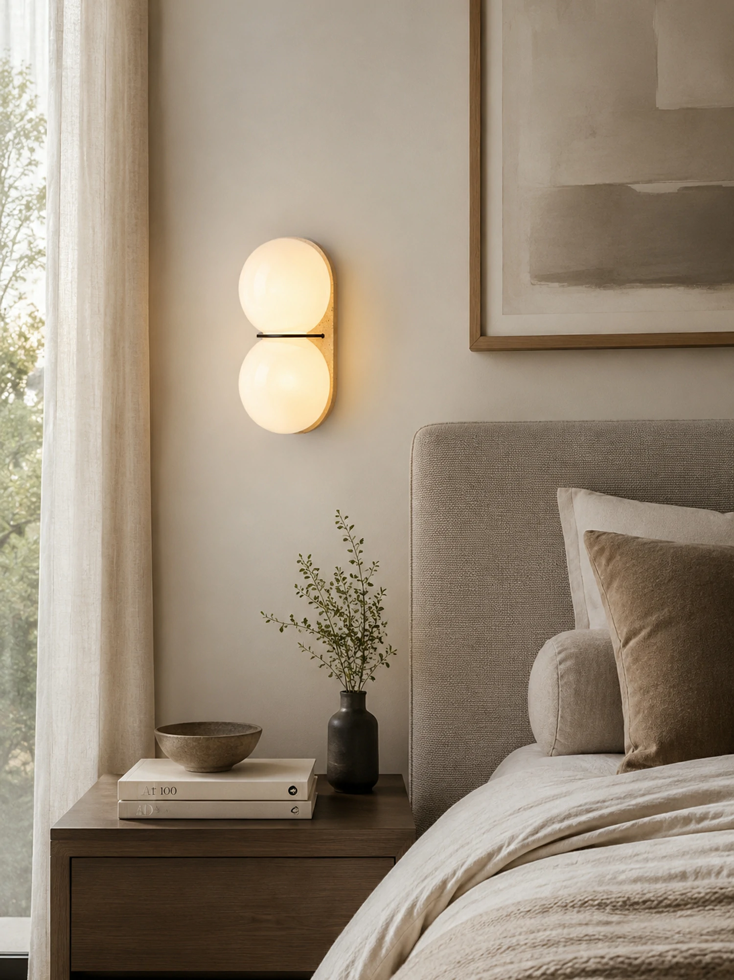 Double Globe Travertine Wall Sconce - Image 5