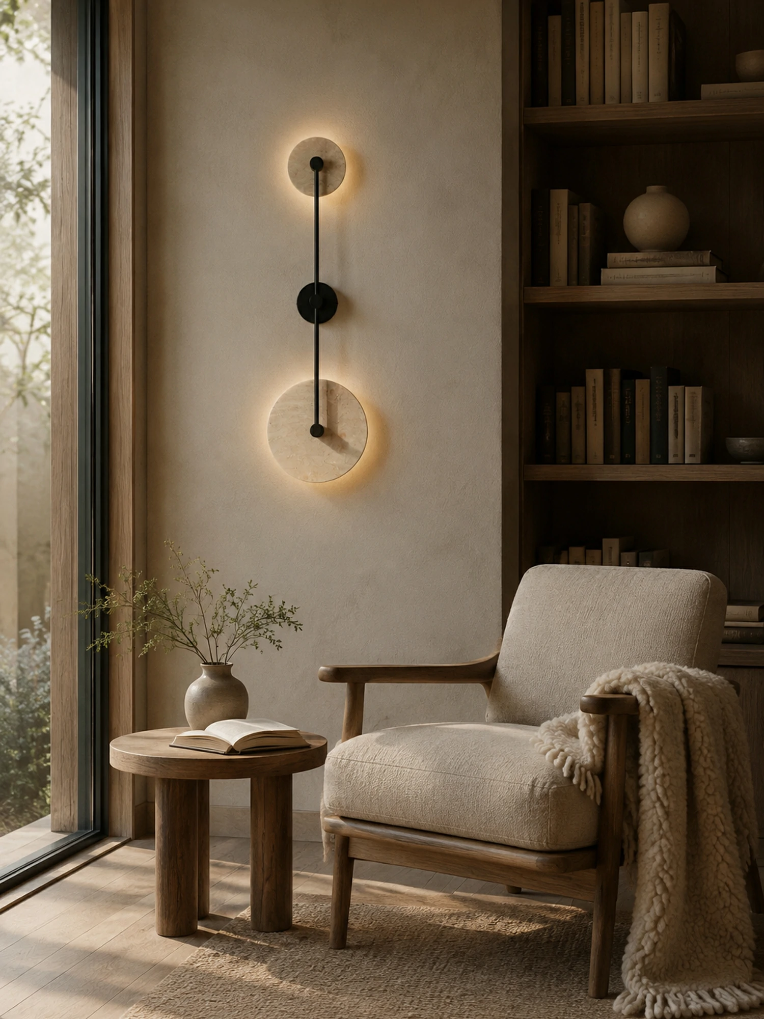 Dual Disc Travertine Wall Sconce - Image 5