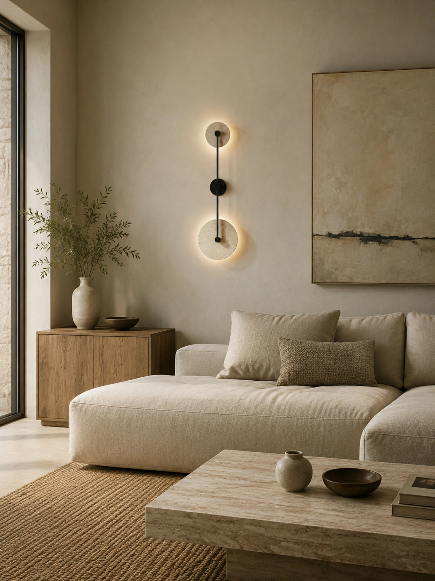 Dual Disc Travertine Wall Sconce - Image 6