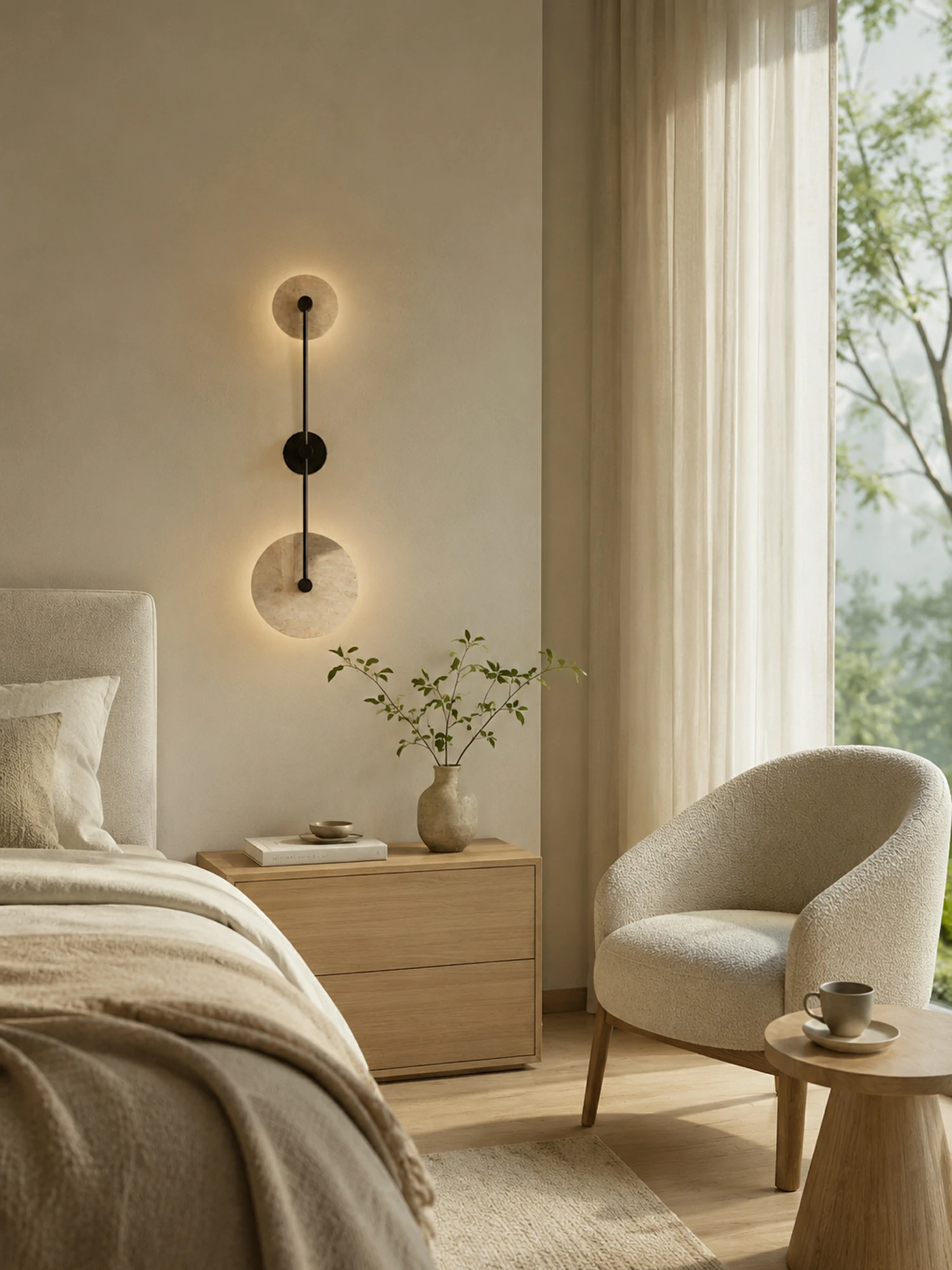 Dual Disc Travertine Wall Sconce - Image 7