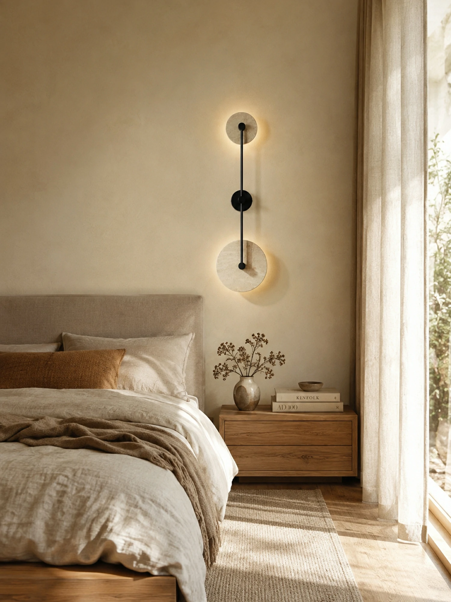 Dual Disc Travertine Wall Sconce - Image 8