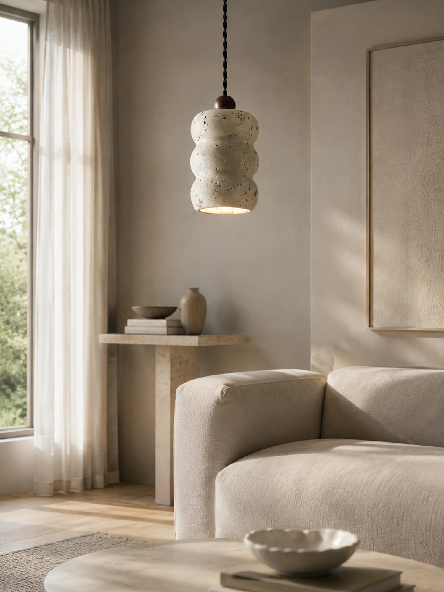 Dune Pebble Travertine Pendant Light - Image 2