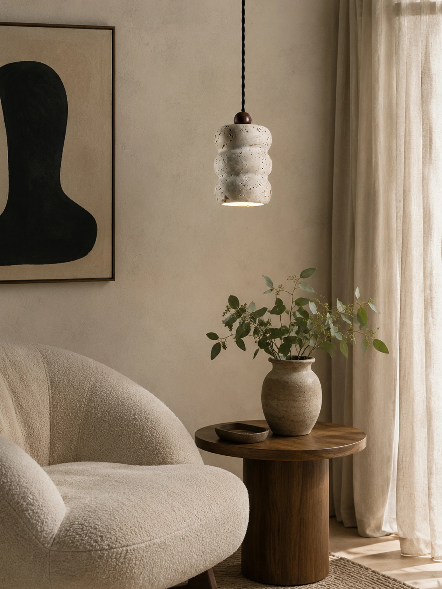 Dune Pebble Travertine Pendant Light - Image 4