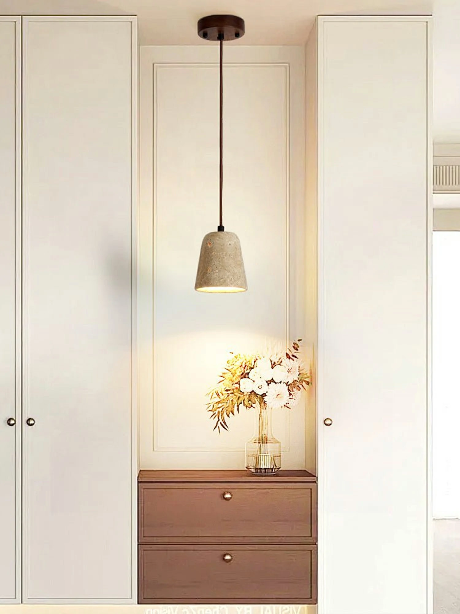 Earthy Travertine Cone Pendant Light - Image 6
