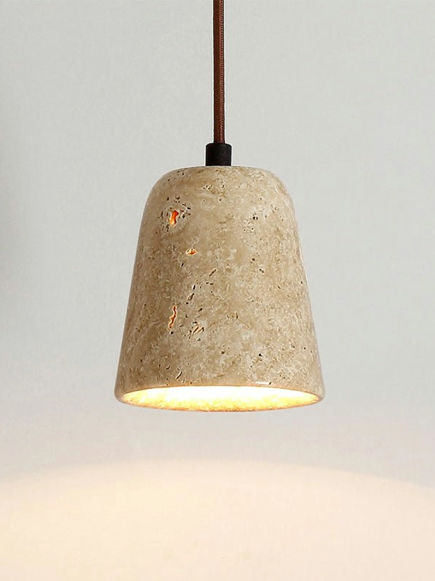 Earthy Travertine Cone Pendant Light - Image 7
