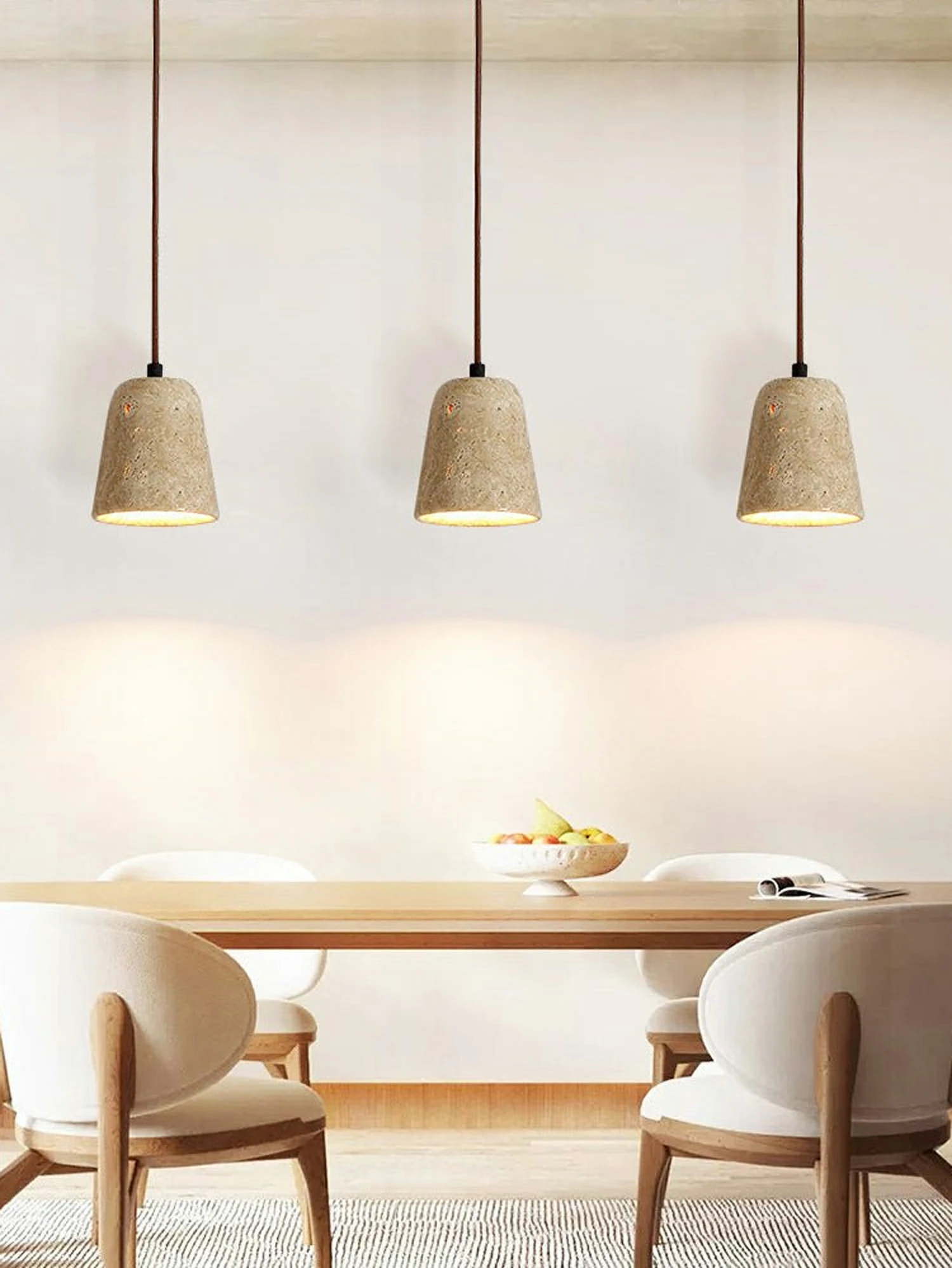 Earthy Travertine Cone Pendant Light - Image 2