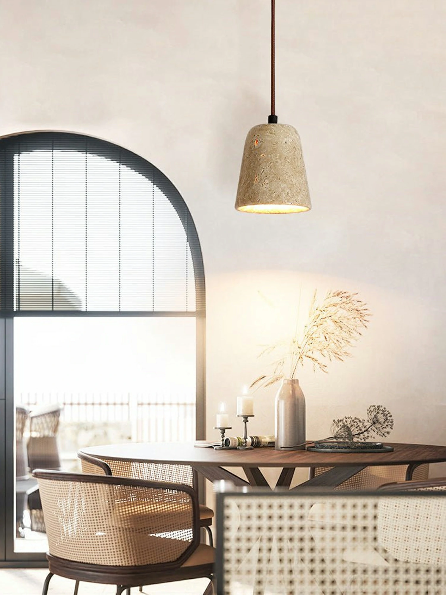 Earthy Travertine Cone Pendant Light - Image 3